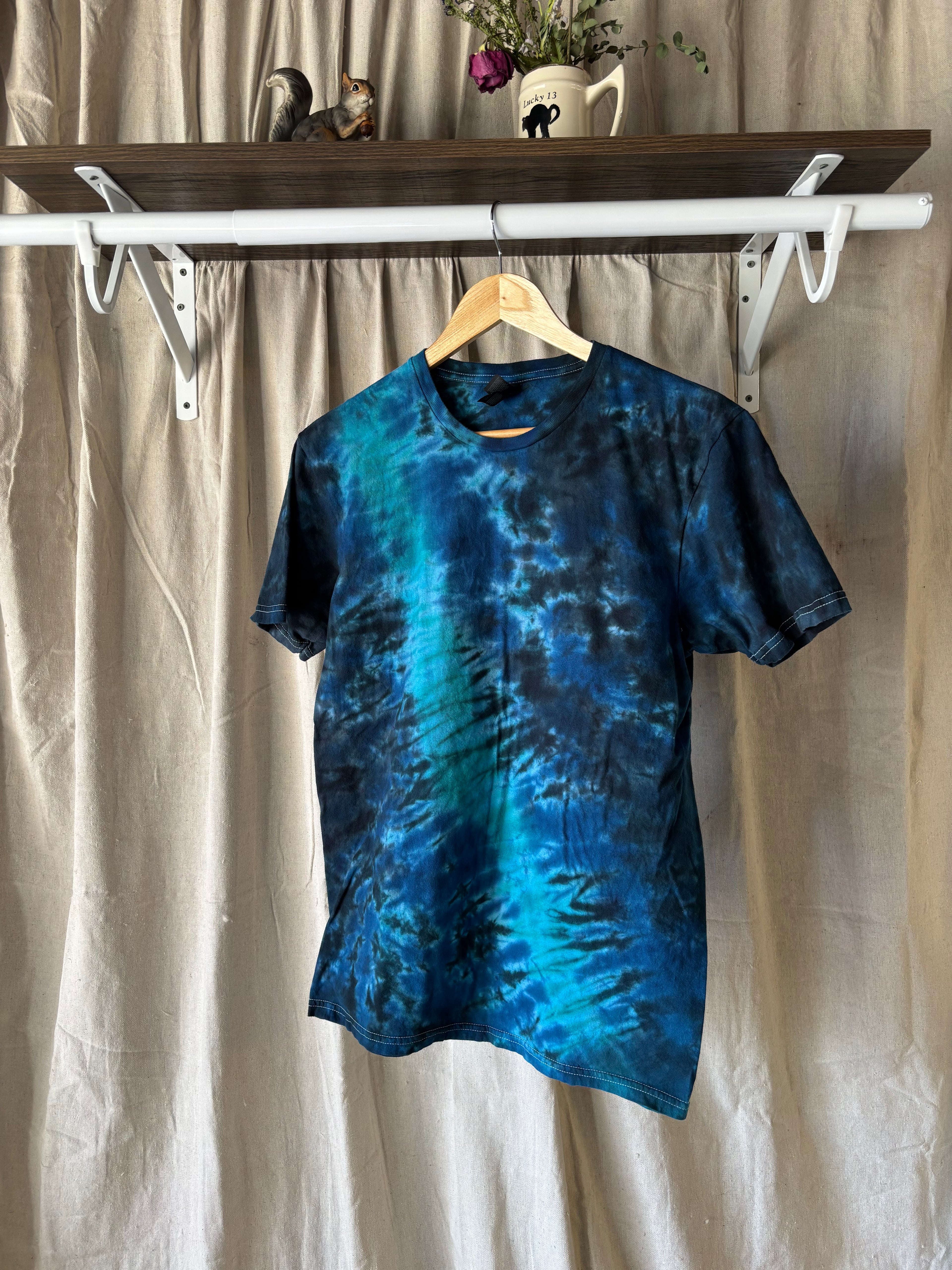 Electric Blue Galaxy Scrunch Shirt - Adult M - Handmade Tie Dye