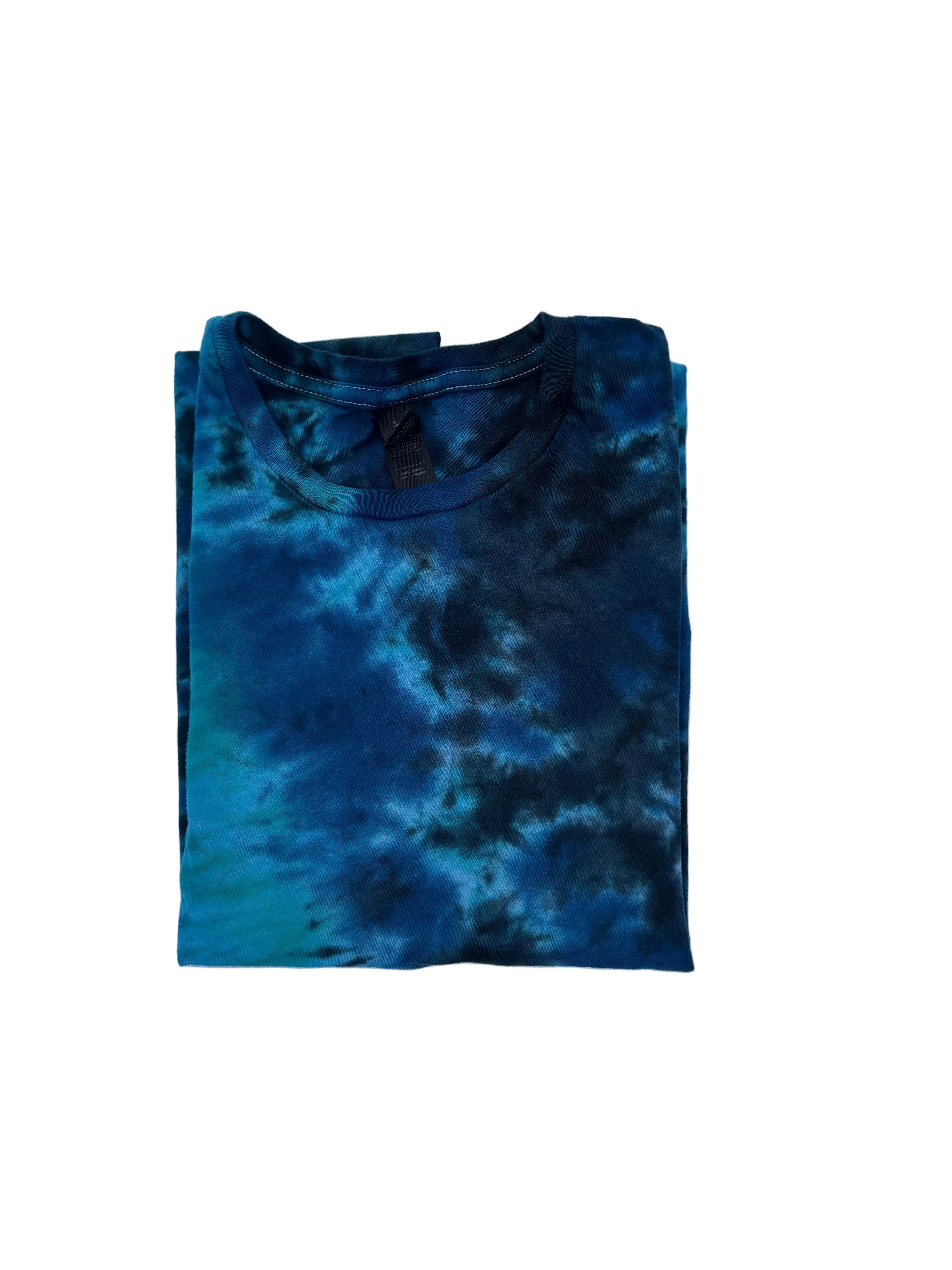 Electric Blue Galaxy Scrunch Shirt - Adult M - Handmade Tie Dye
