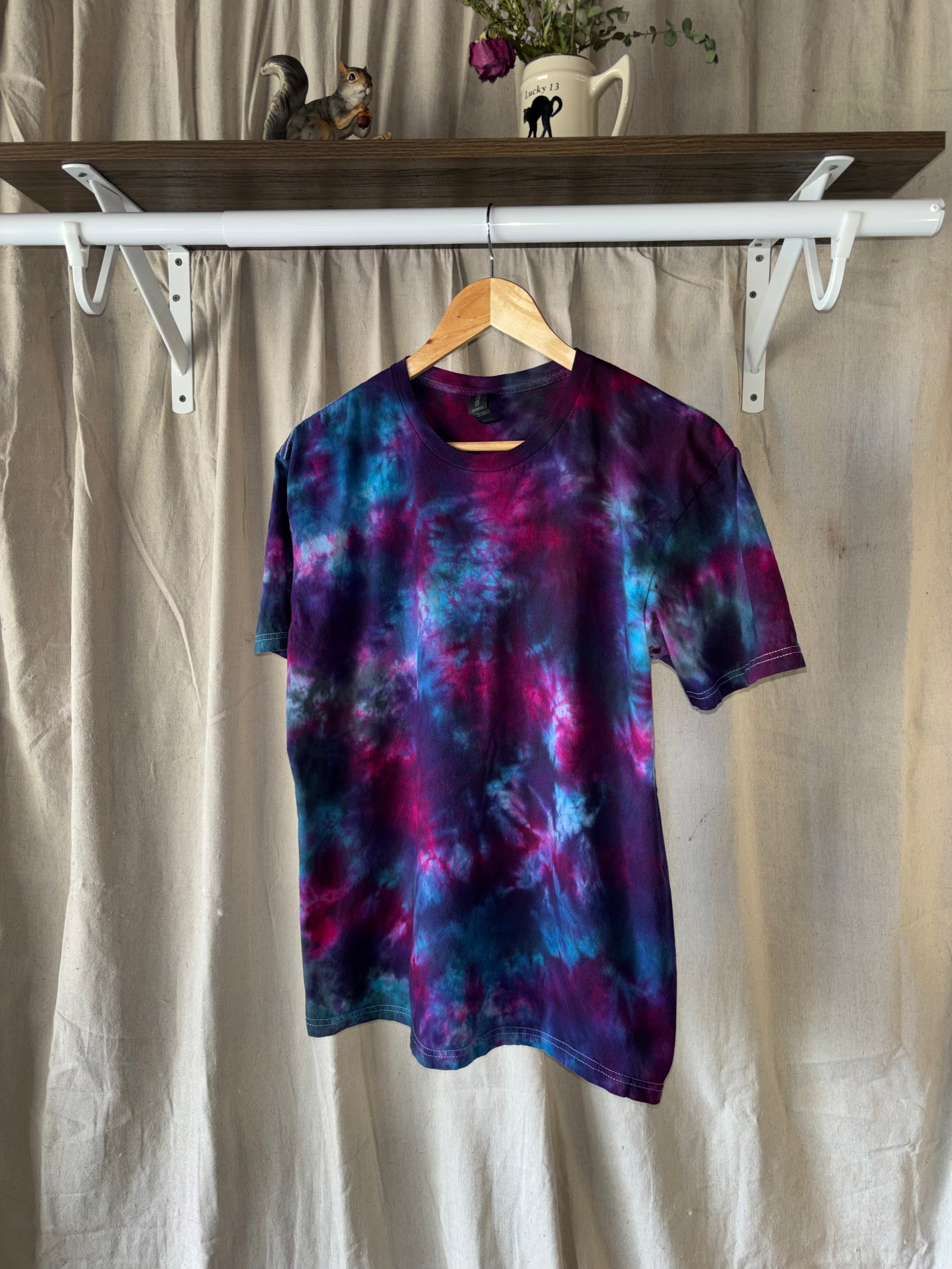 Fuchsia Fusion Galaxy Scrunch Shirt - Adult L - Handmade Tee