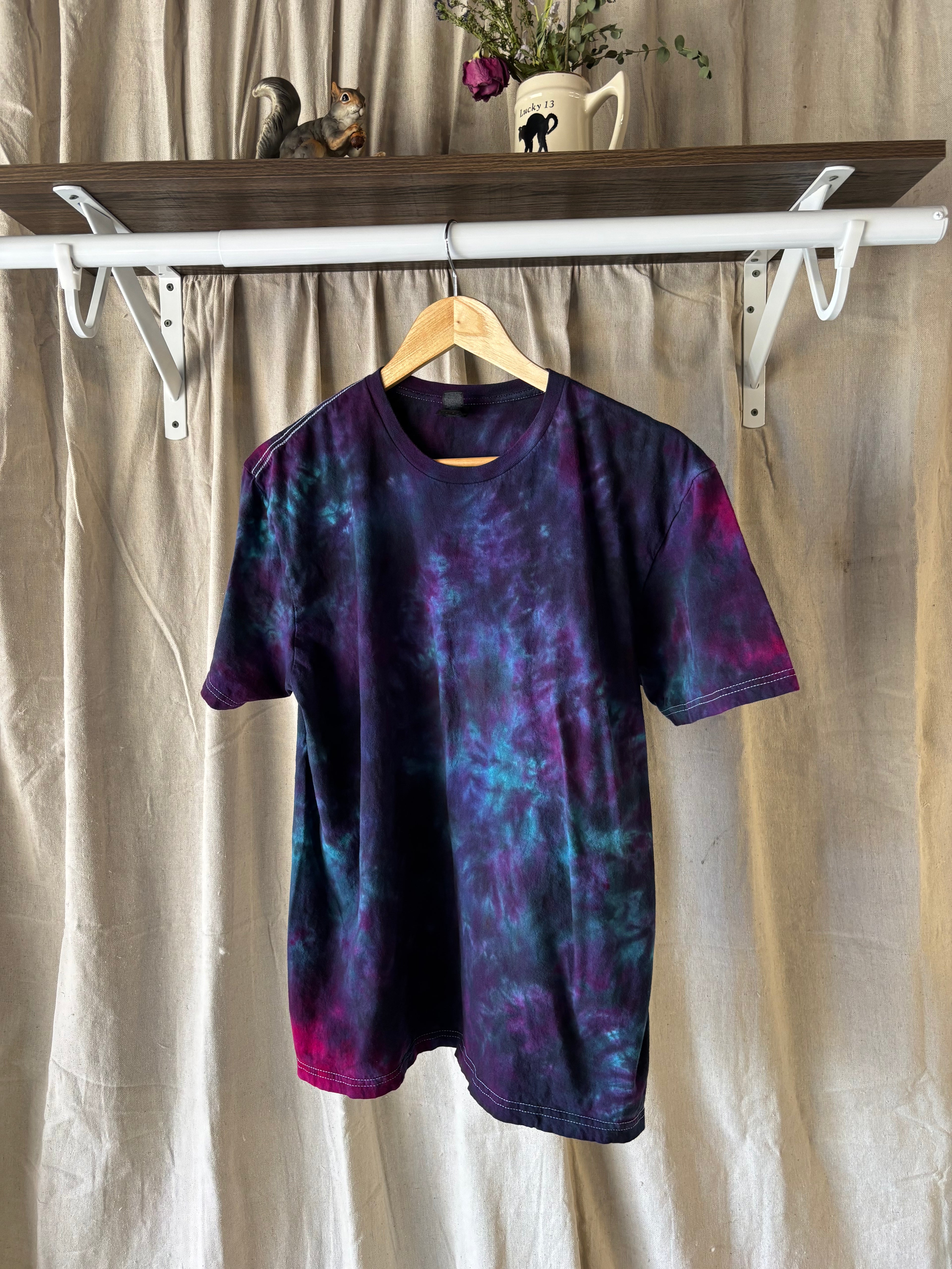 Cosmic Purple Galaxy Scrunch Shirt - Adult L - Handmade Tie Dye
