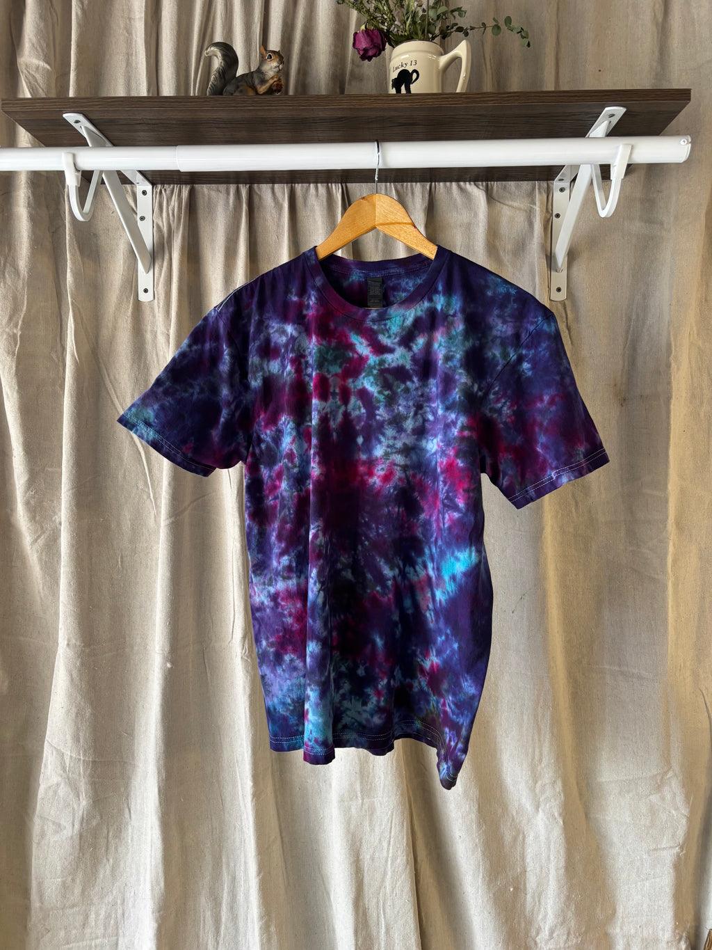 Plum Nebula Galaxy Scrunch Shirt - Adult L - Handmade Tie Dye