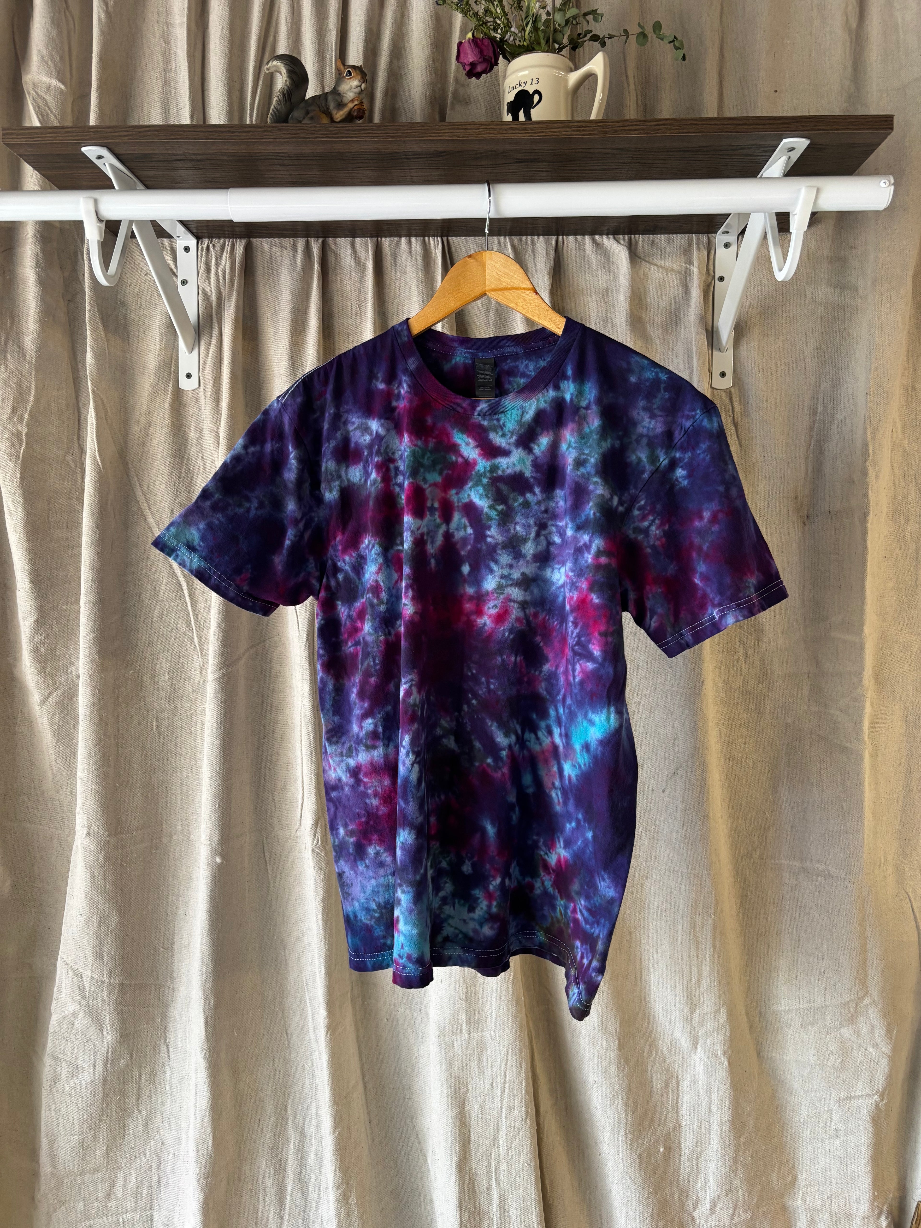 Plum Nebula Galaxy Scrunch Shirt - Adult L - Handmade Tie Dye