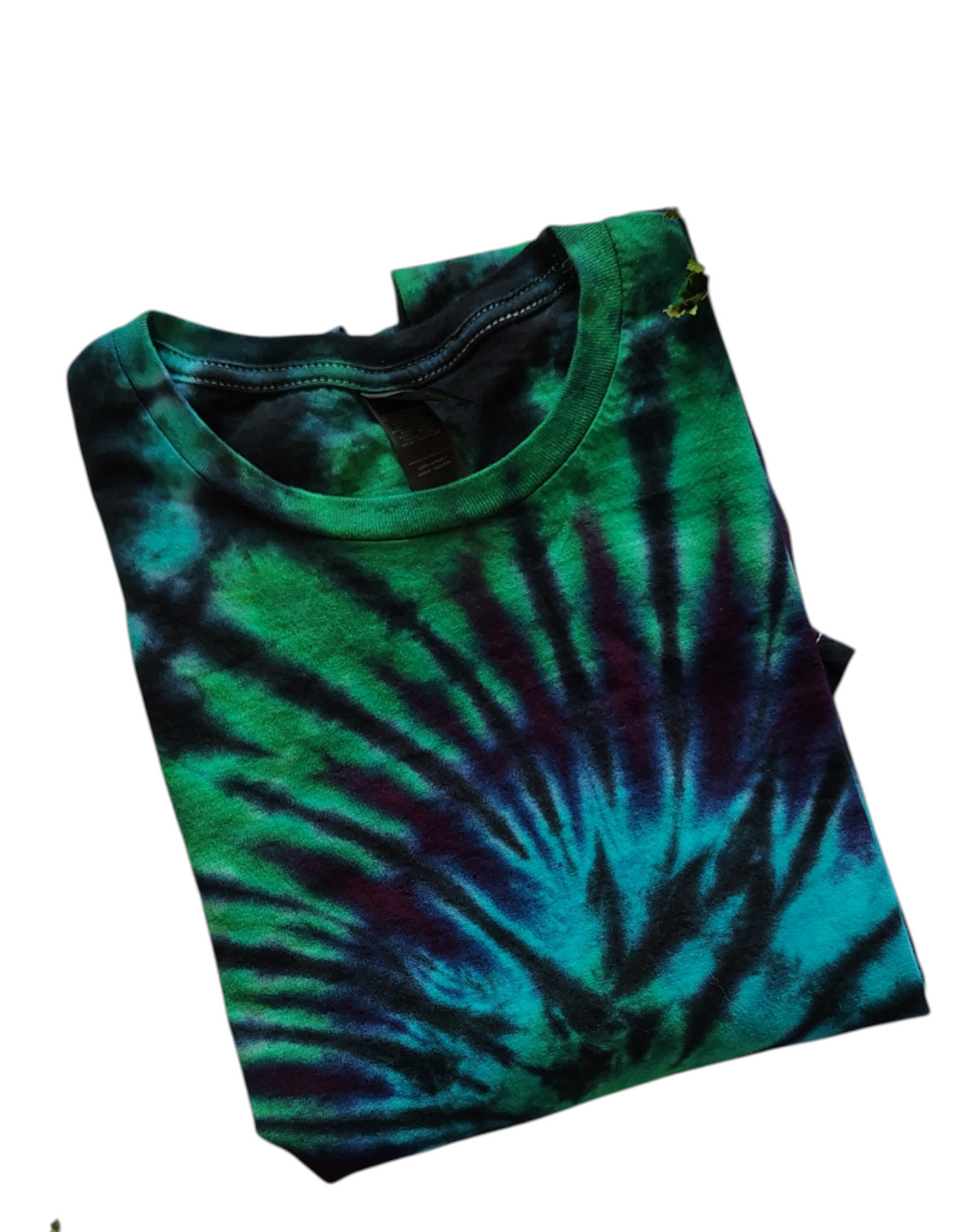 Emerald Glow Tie Dye Shirt – Adult S – Handmade Spiral Tee – Gildan Softstyle