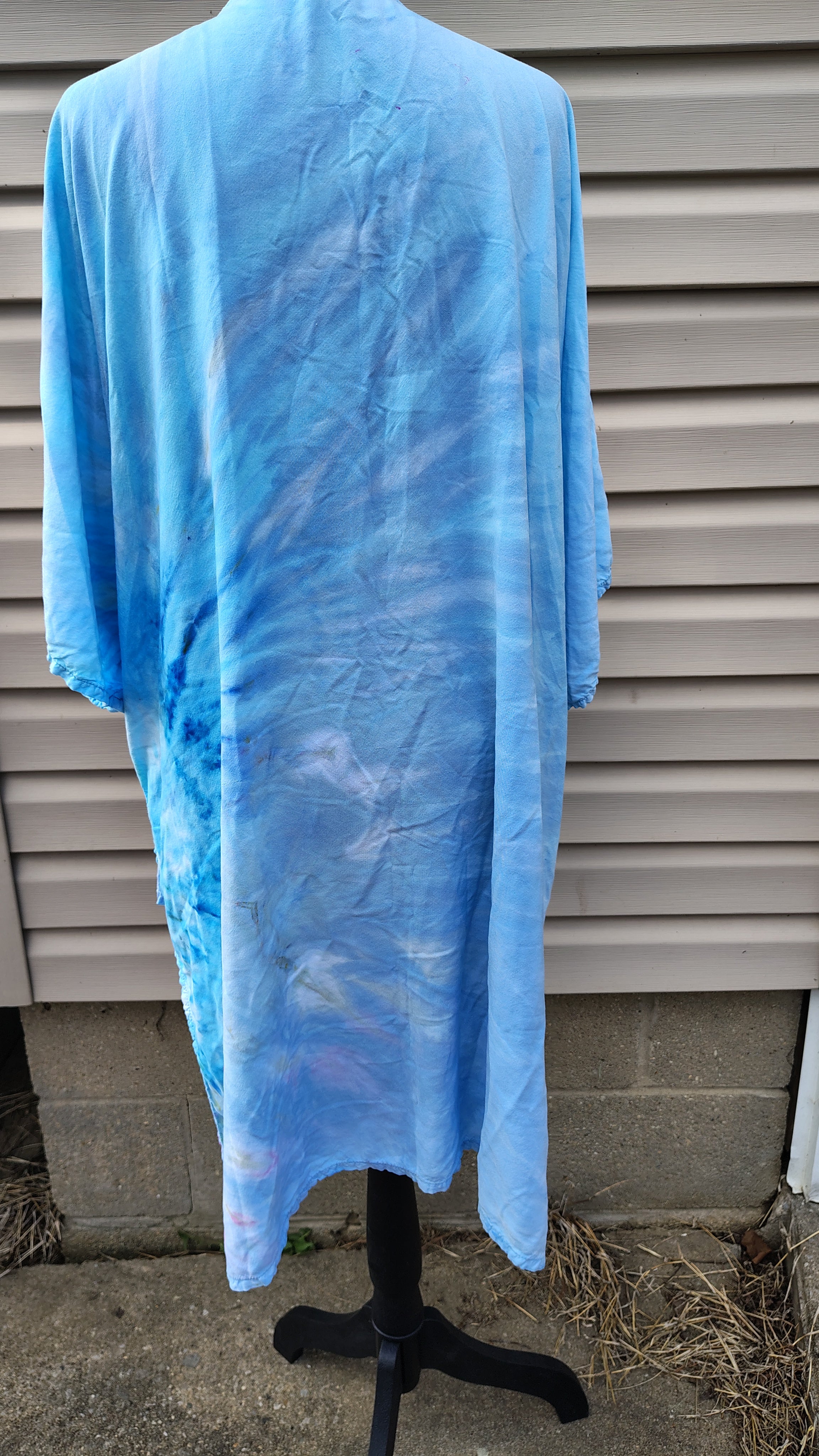 Ocean Mist Kimono – L/XL – Handmade Ice-Dye Lightweight Layer