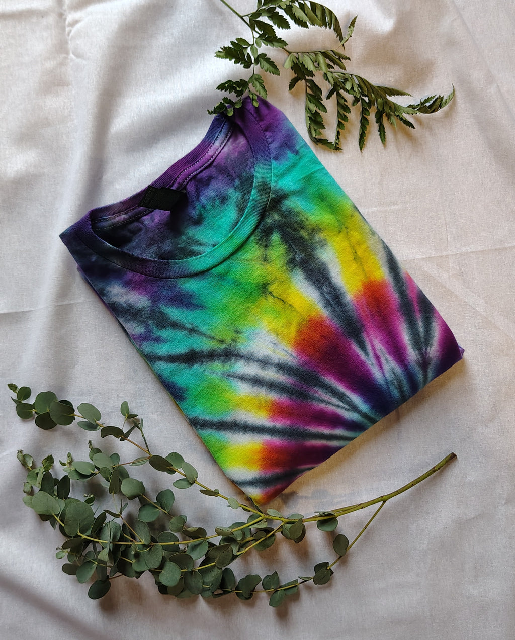Purple Rainbow Tie Dye Shirt – Adult XL – Handmade Spiral Tee