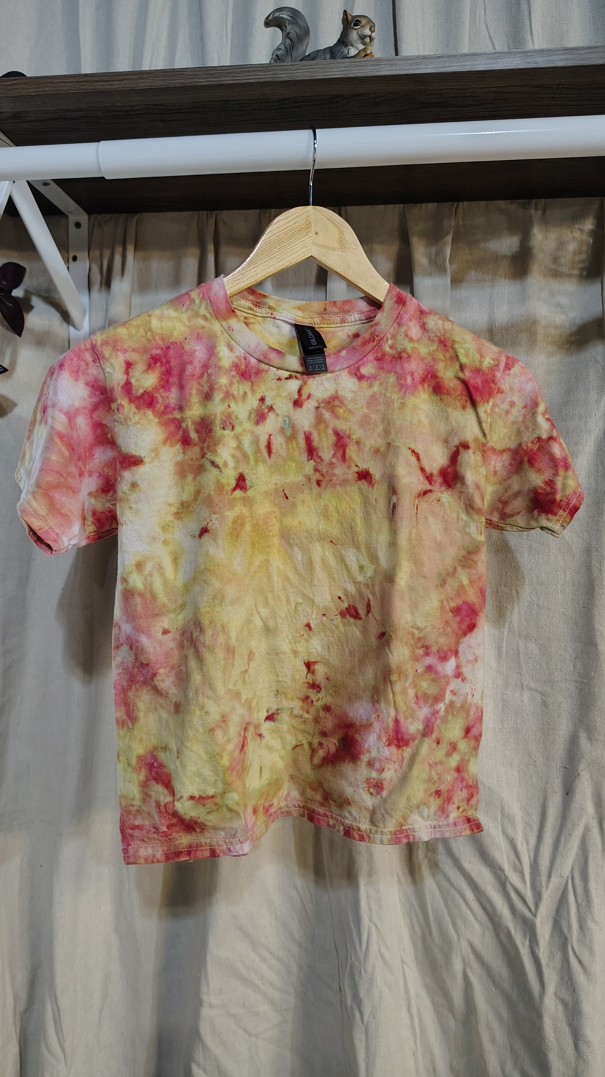 Golden Ember Ice Dyed Shirt - Youth M  - Handmade Tie-Dye