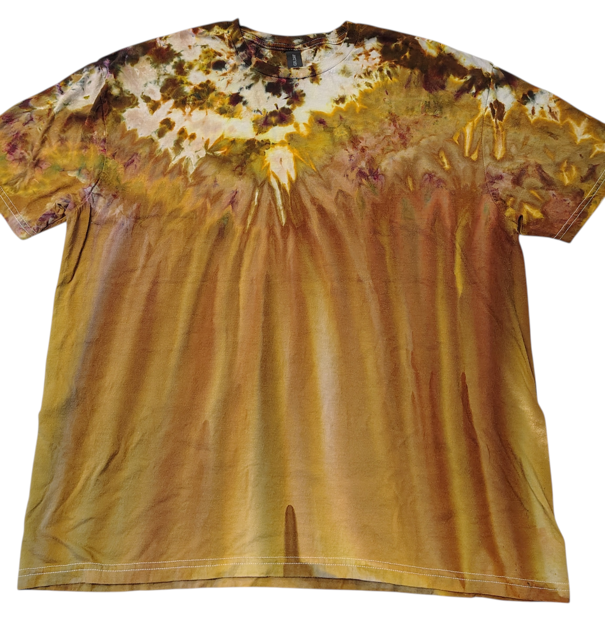 Golden Cascade Ice Dyed Shirt - Adult XL - Handmade Tie-Dye