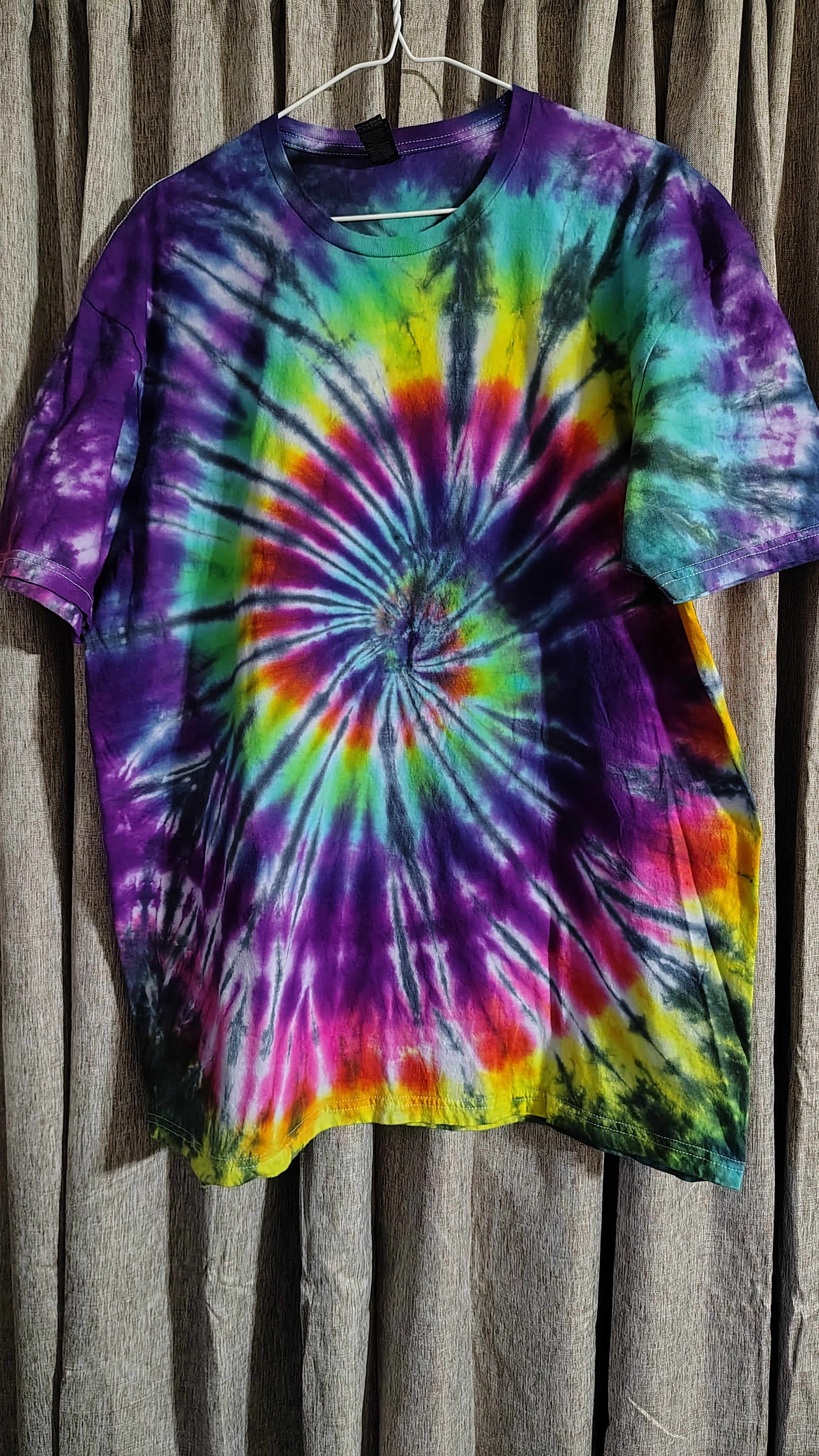 Purple Rainbow Tie Dye Shirt – Adult XL – Handmade Spiral Tee