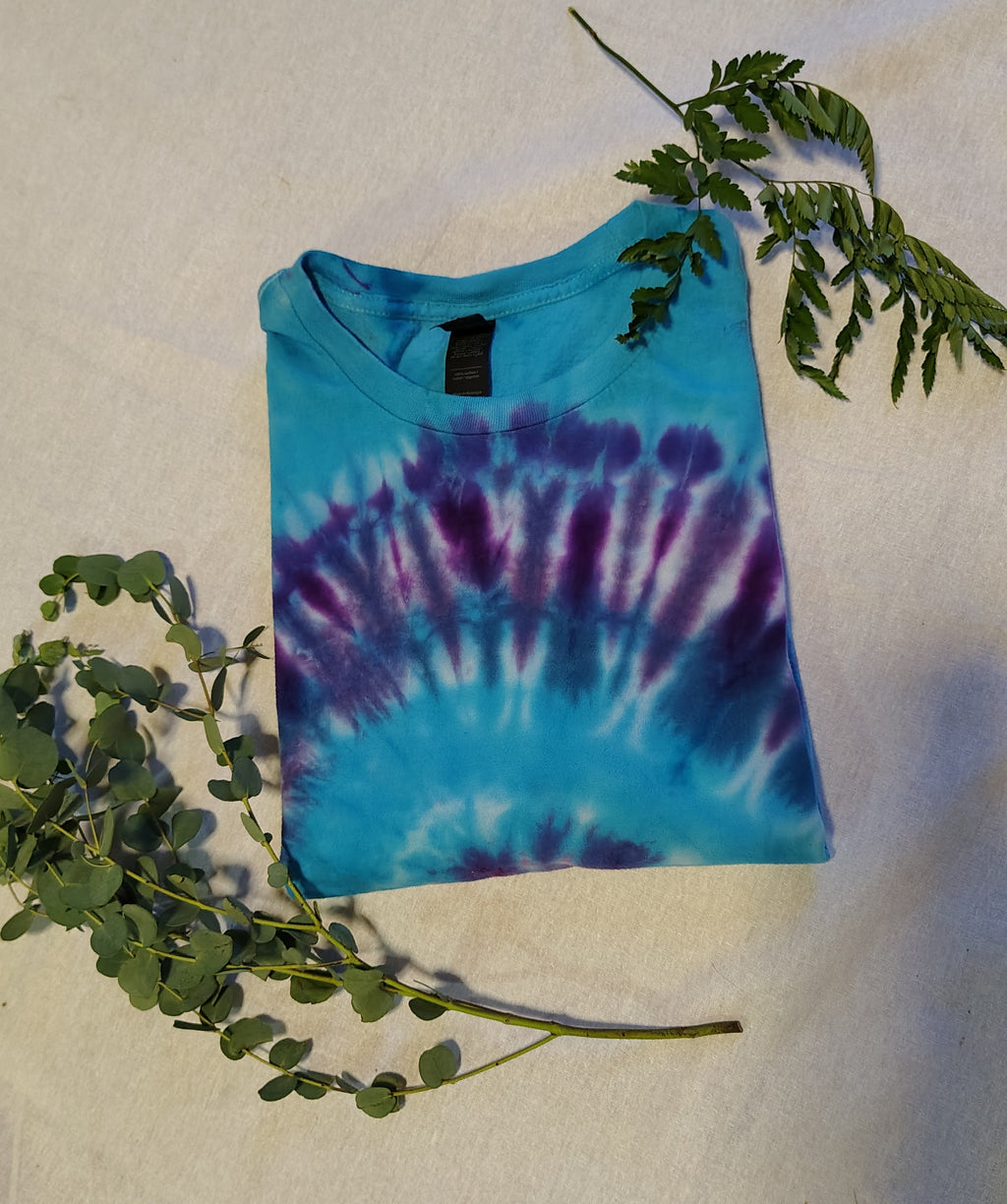Turquoise & Purple Tie Dye Shirt – Size Large – Handmade Spiral Tee