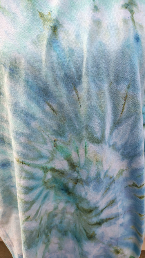 Crashing Wave Spiral Tee Dress - Adult M - Handmade Ice-Dye