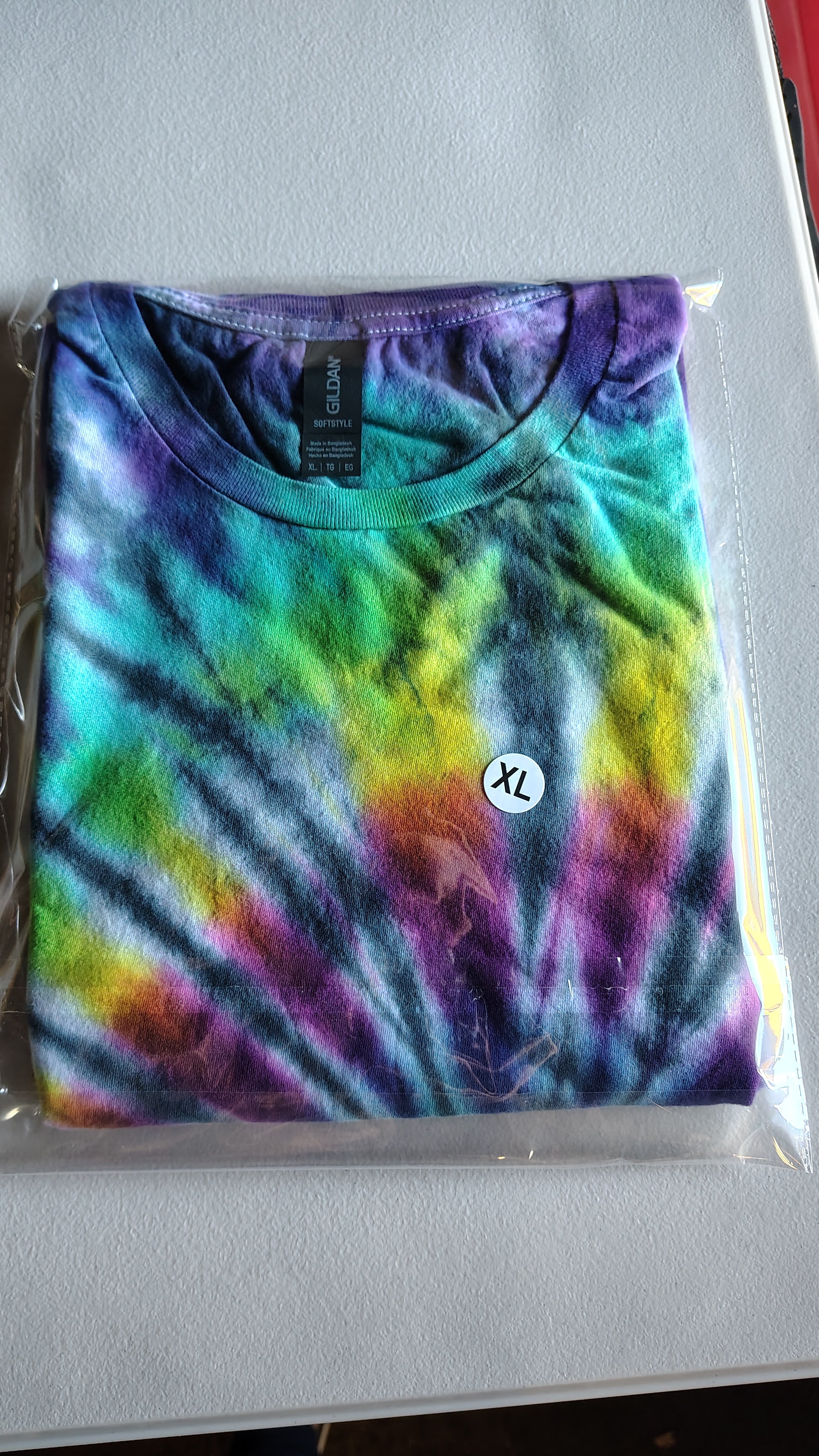 Purple Rainbow Tie Dye Shirt – Adult XL – Handmade Spiral Tee