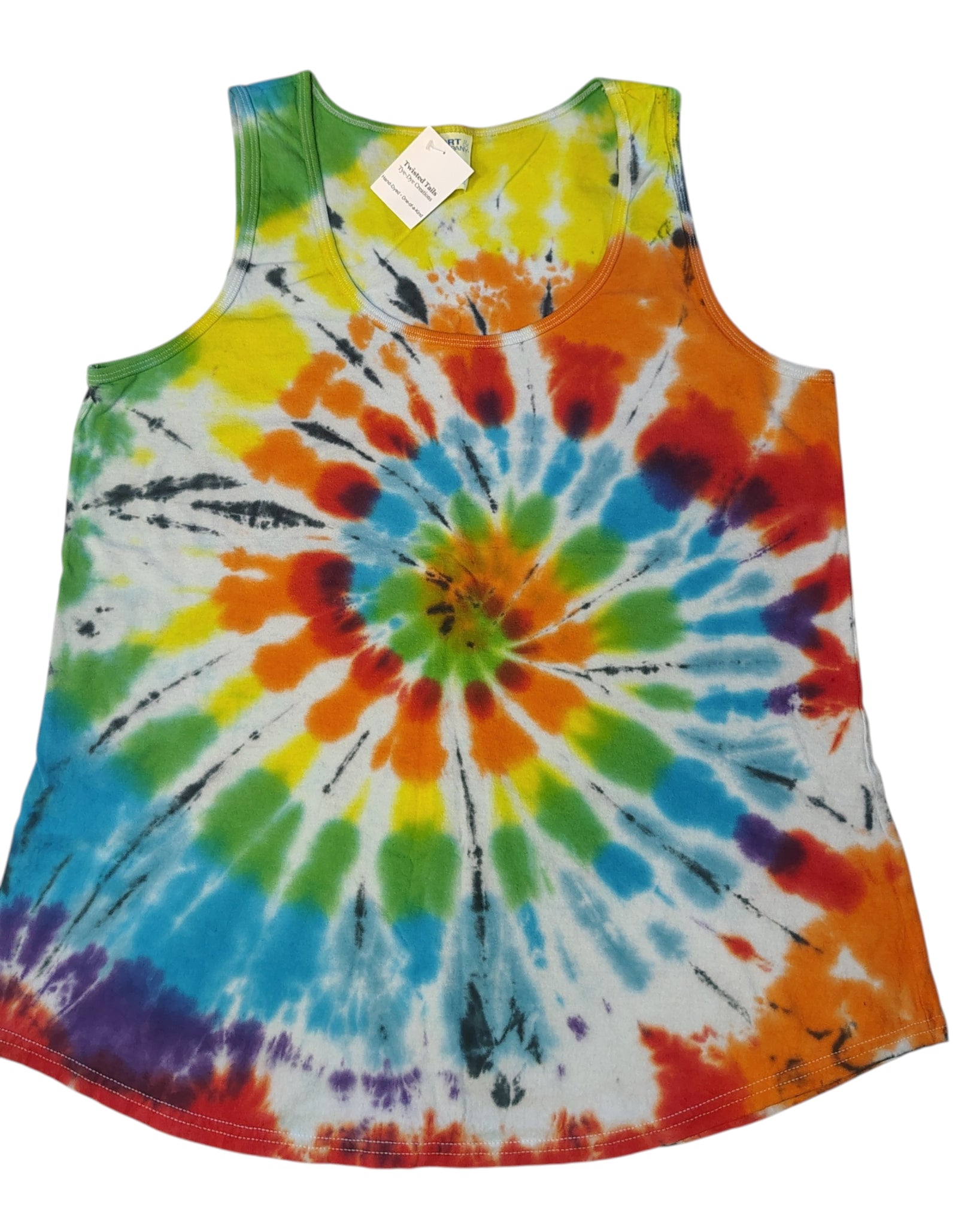 Technicolor Spiral - Ladies XL Tank - Handmade Tie-Dye