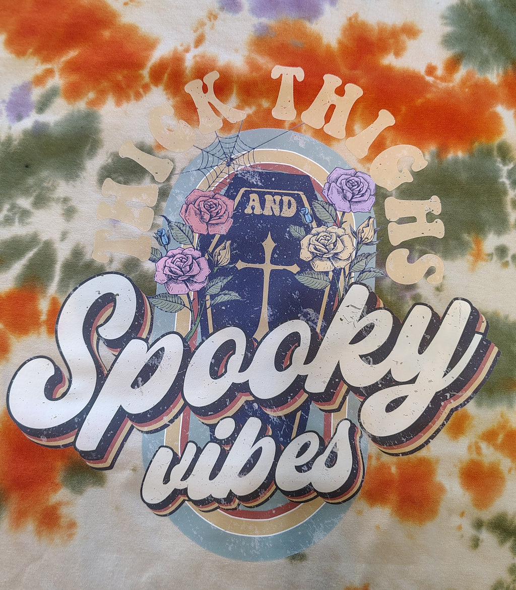 Thick Thighs Spooky Vibes - Adult XL - Handmade Tie-Dye