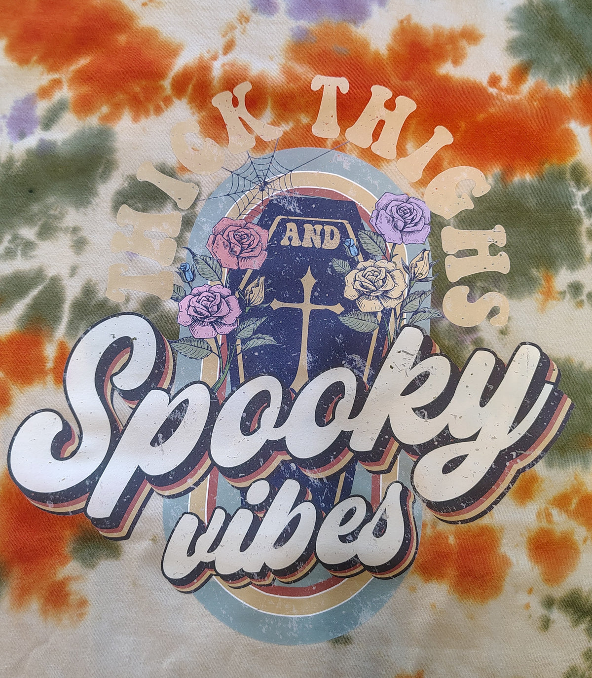 Thick Thighs Spooky Vibes - Adult XL - Handmade Tie-Dye