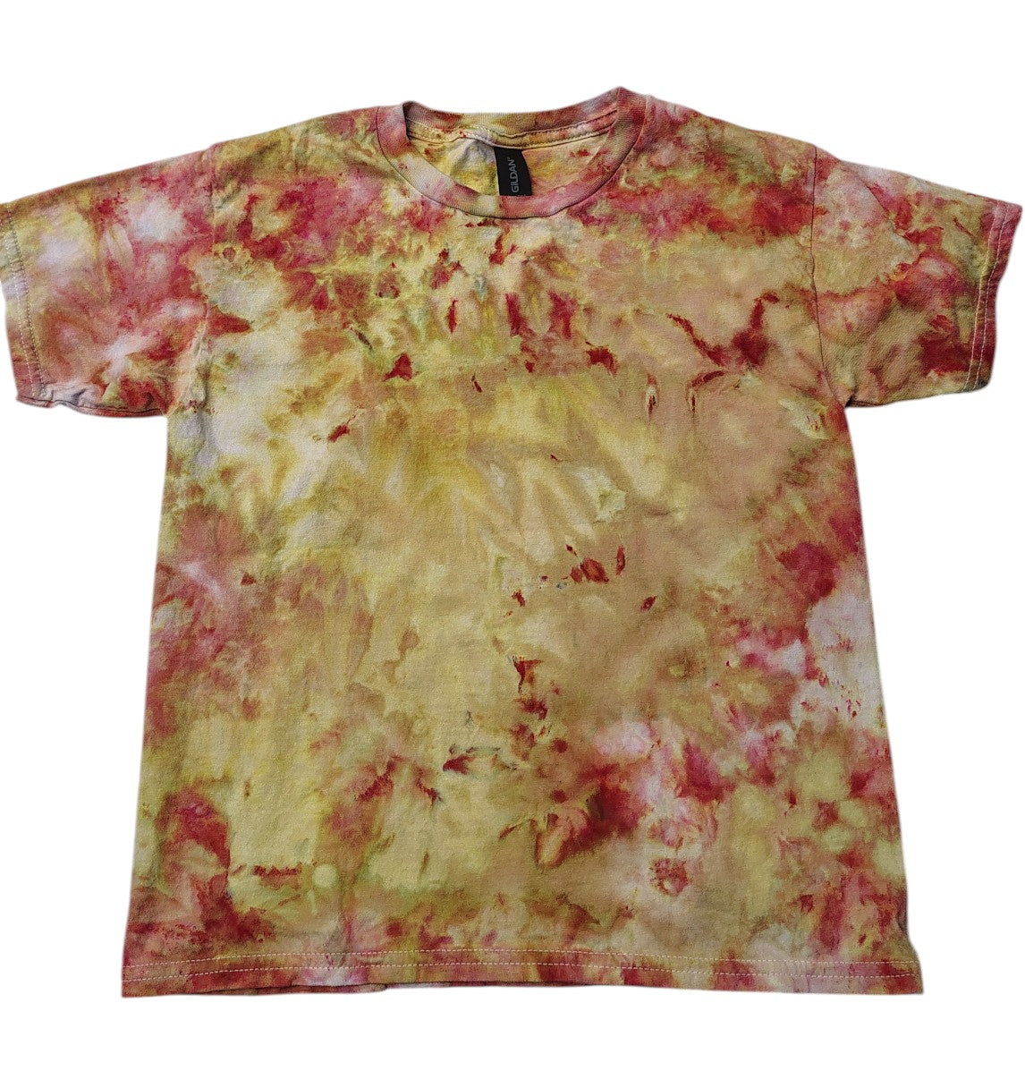 Golden Ember Ice Dyed Shirt - Youth M  - Handmade Tie-Dye
