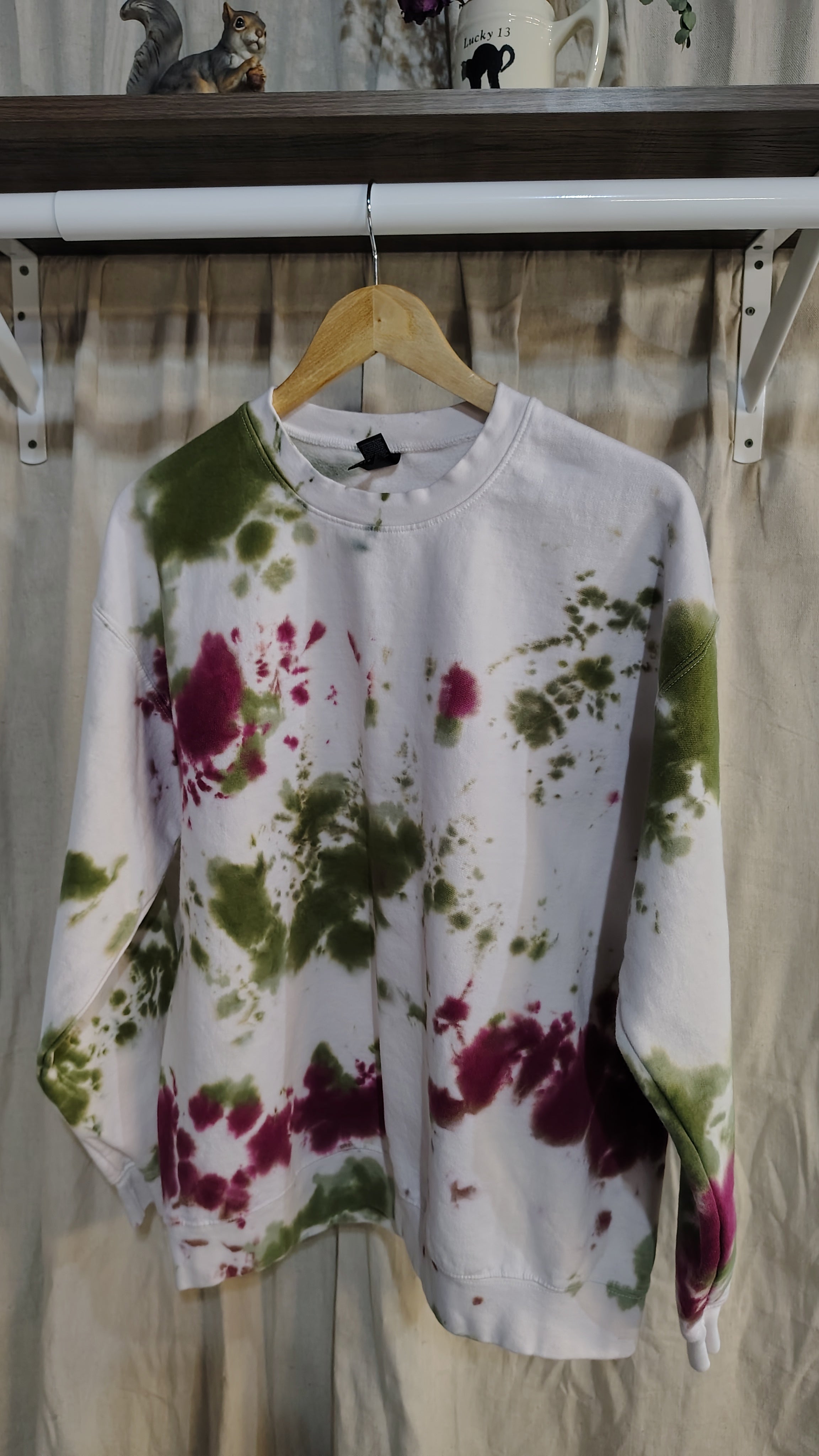 Woodland Berry Tie Dye Sweatshirt -Adult L - Cottagecore Crewneck