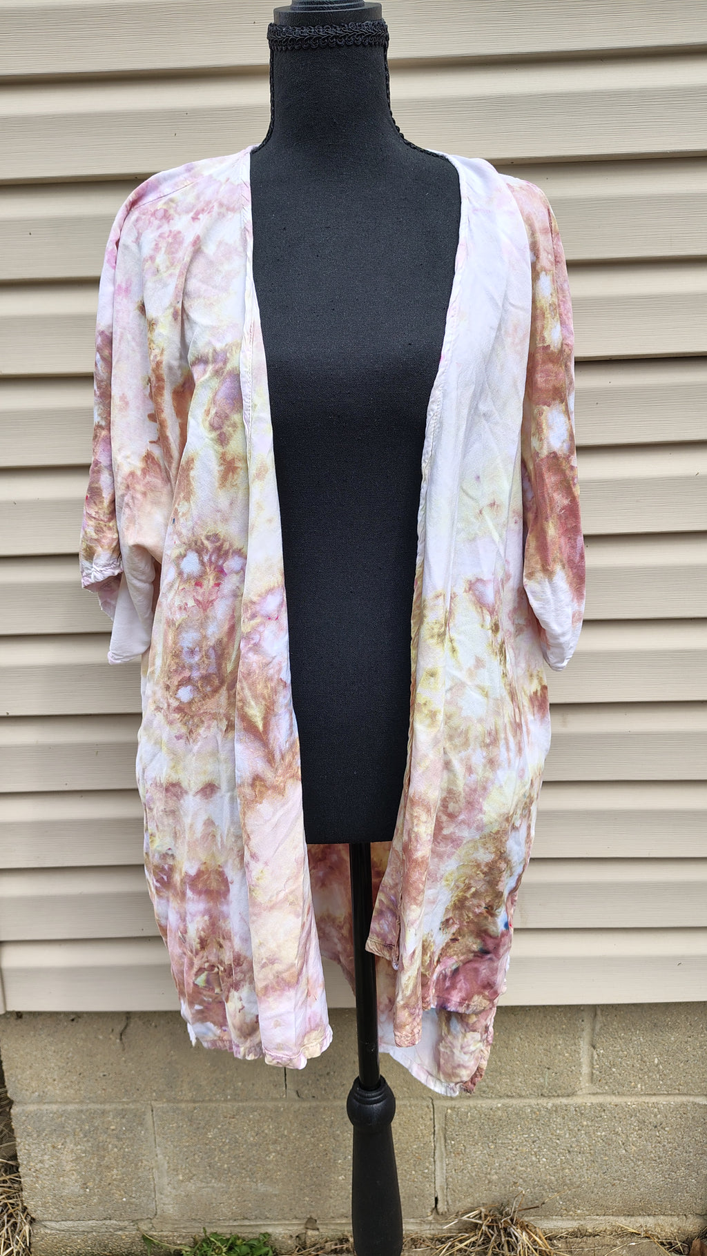 Soft Meadow Kimono – S/M – Handmade Ice-Dye Lightweight Layer