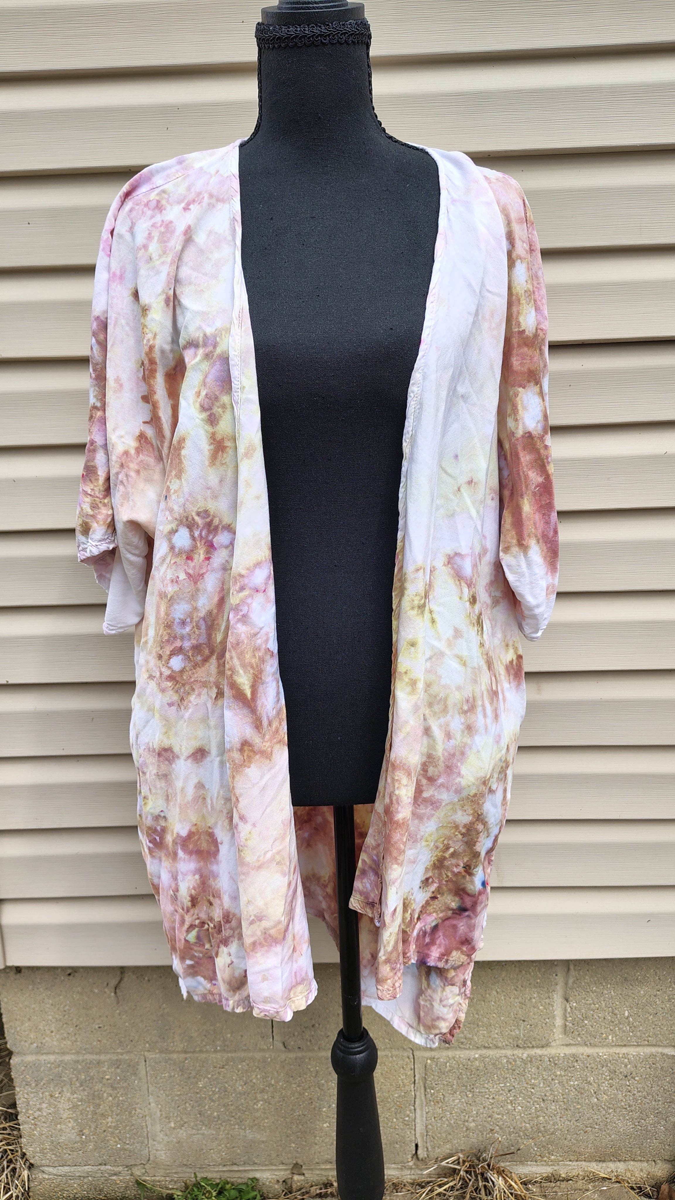 Soft Meadow Kimono – S/M – Handmade Ice-Dye Lightweight Layer