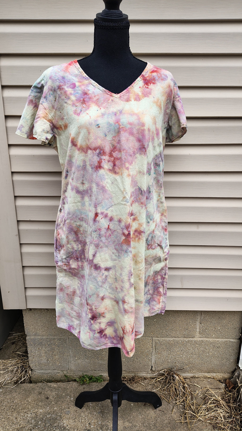 Earthen Cloud Dress – Adult M – Handmade Ice-Dye V-Neck