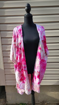 Pink Chaos Kimono – L/XL – Handmade Ice-Dye Lightweight Layer