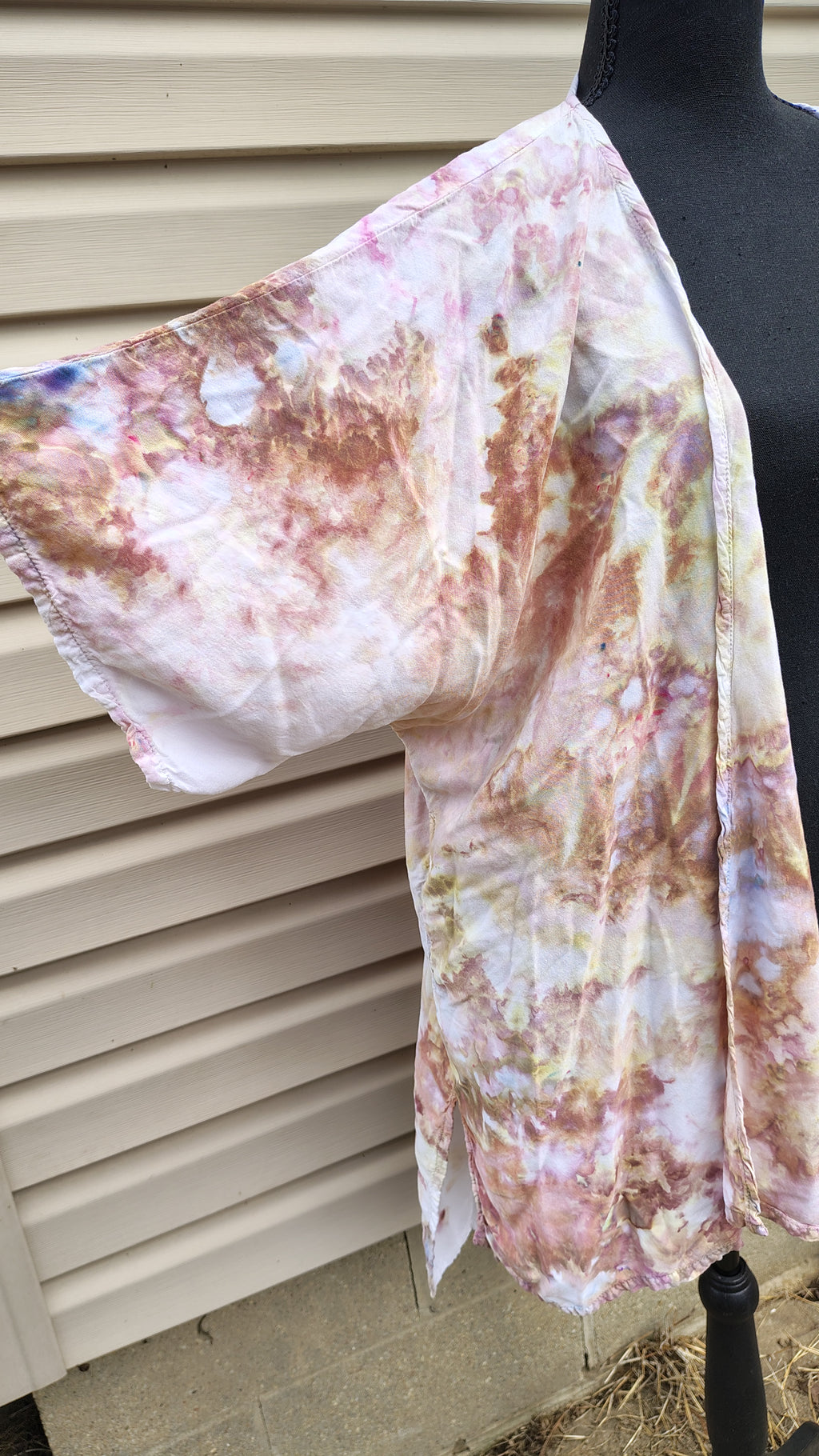 Soft Meadow Kimono – S/M – Handmade Ice-Dye Lightweight Layer