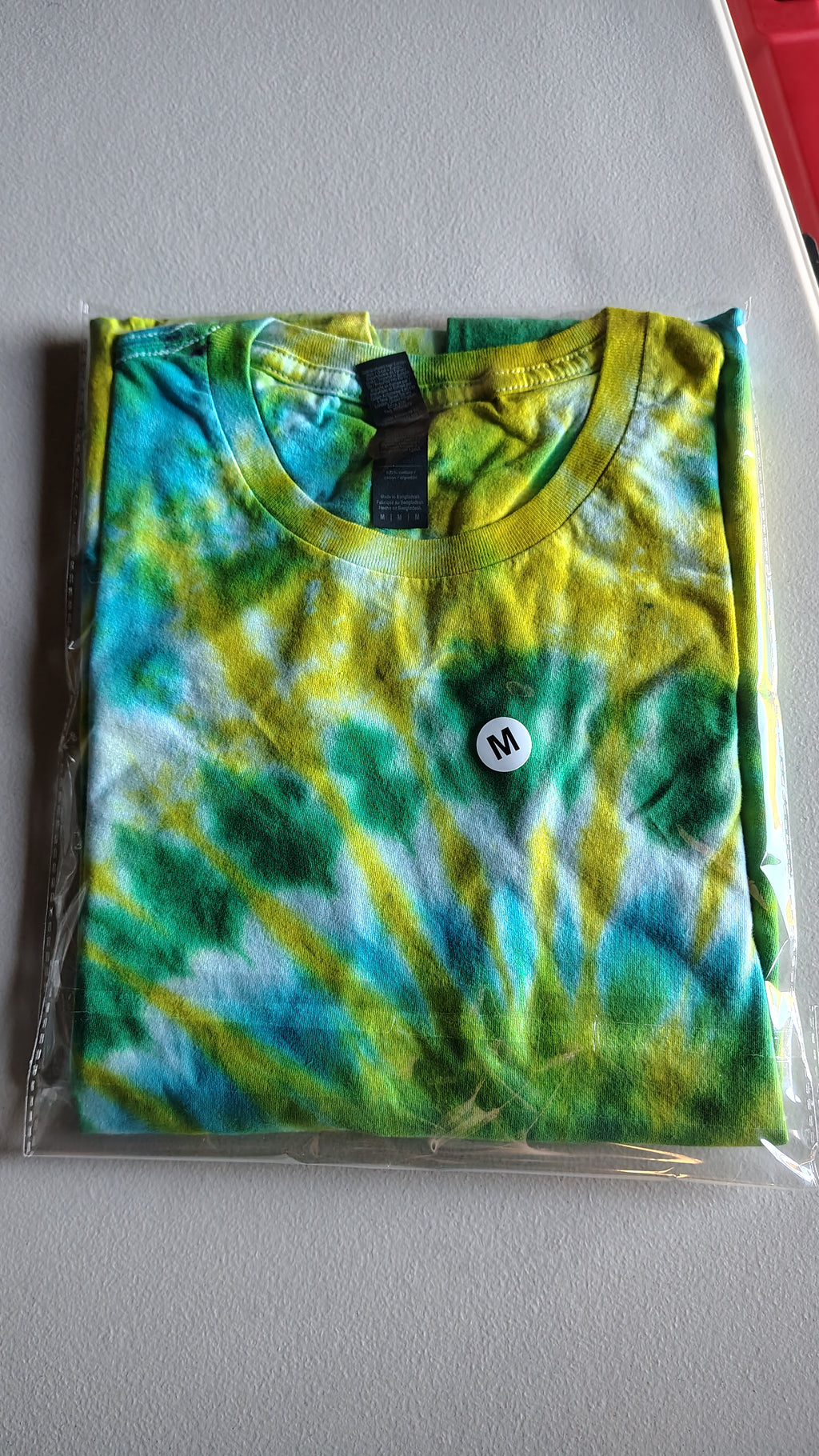 Yellow & Green Tie Dye Shirt – Adult Medium – Handmade Swirl Tee