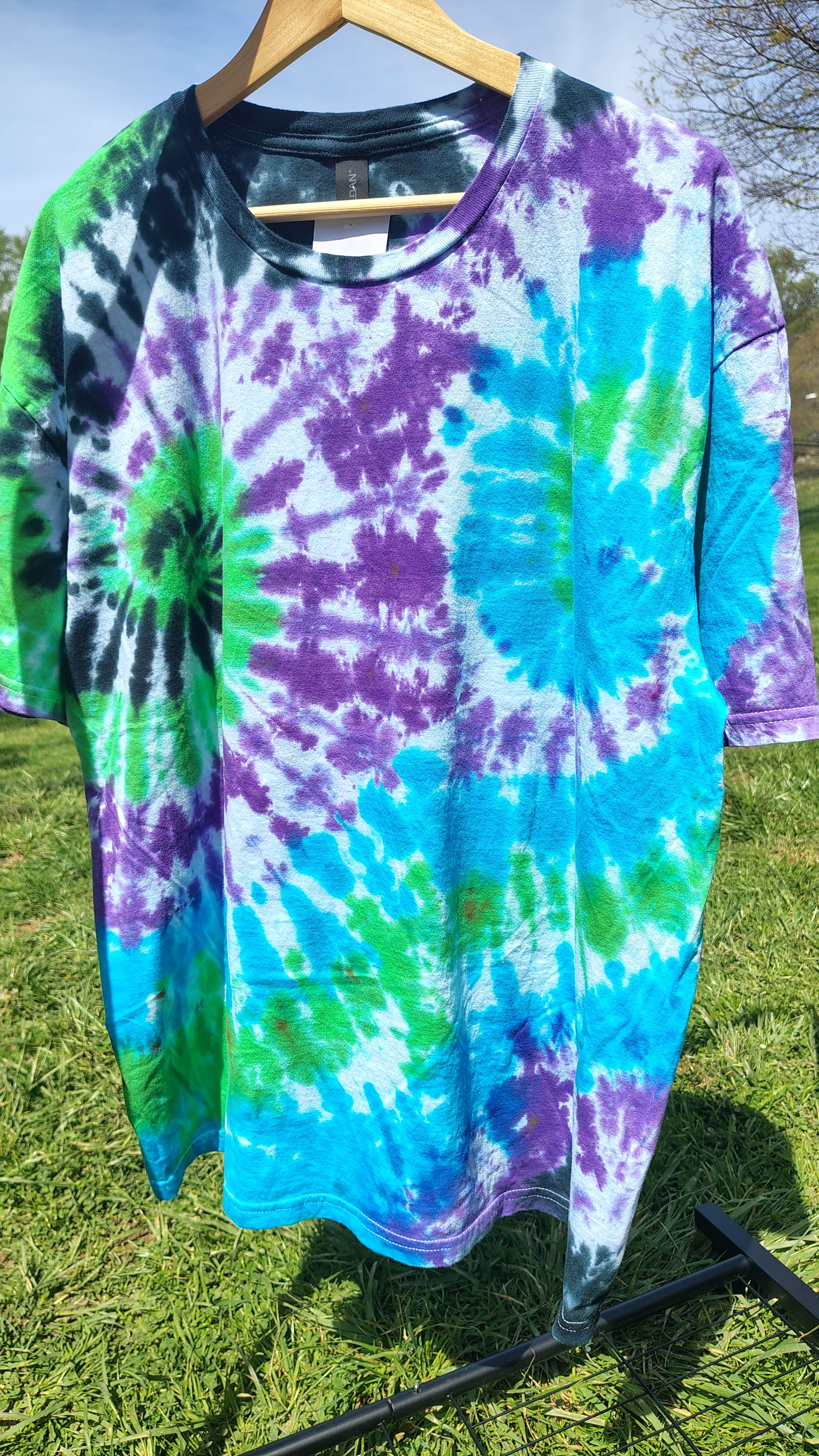 Electric Lagoon Double Spiral - Adult 2X - Handmade Tie-Dye