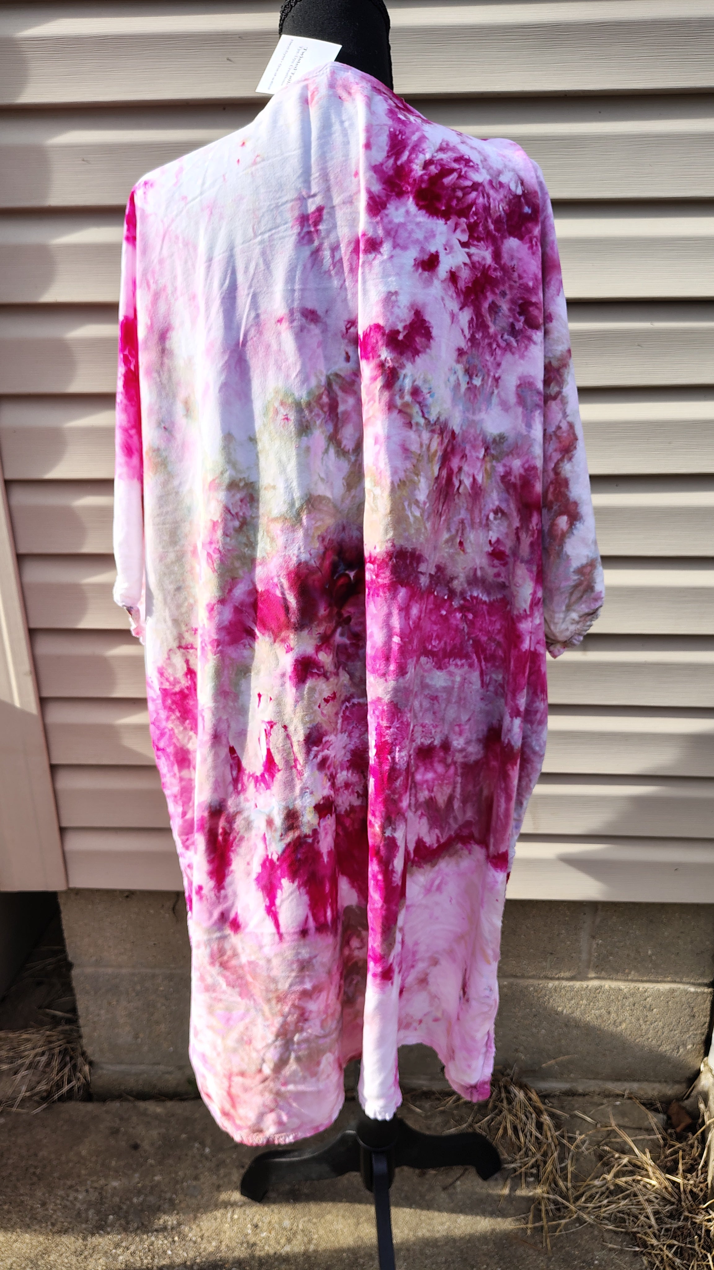 Pink Chaos Kimono – L/XL – Handmade Ice-Dye Lightweight Layer