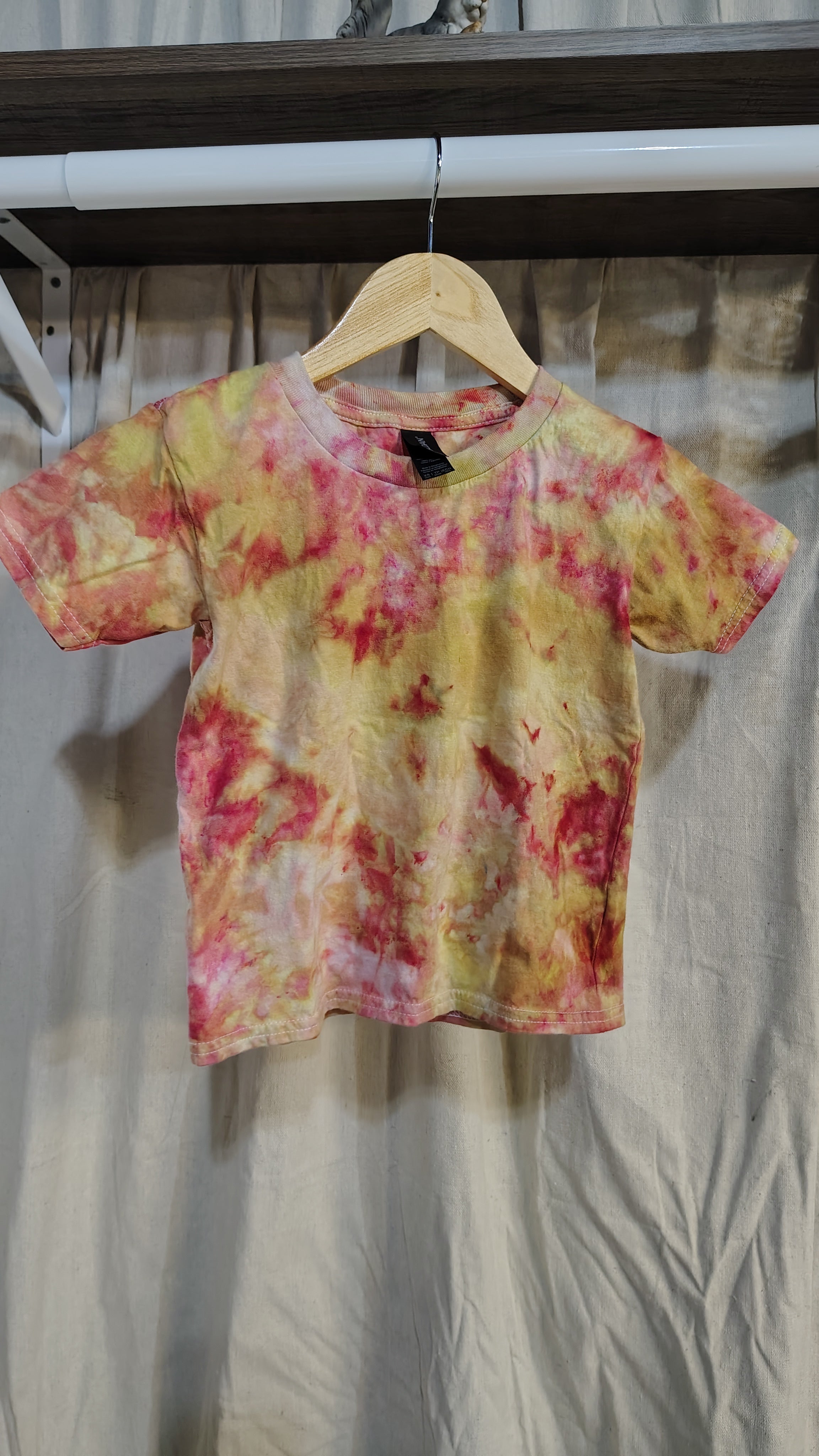 Warm Sunset Ice Dyed Shirt - Youth XS - Handmade Tie-Dye