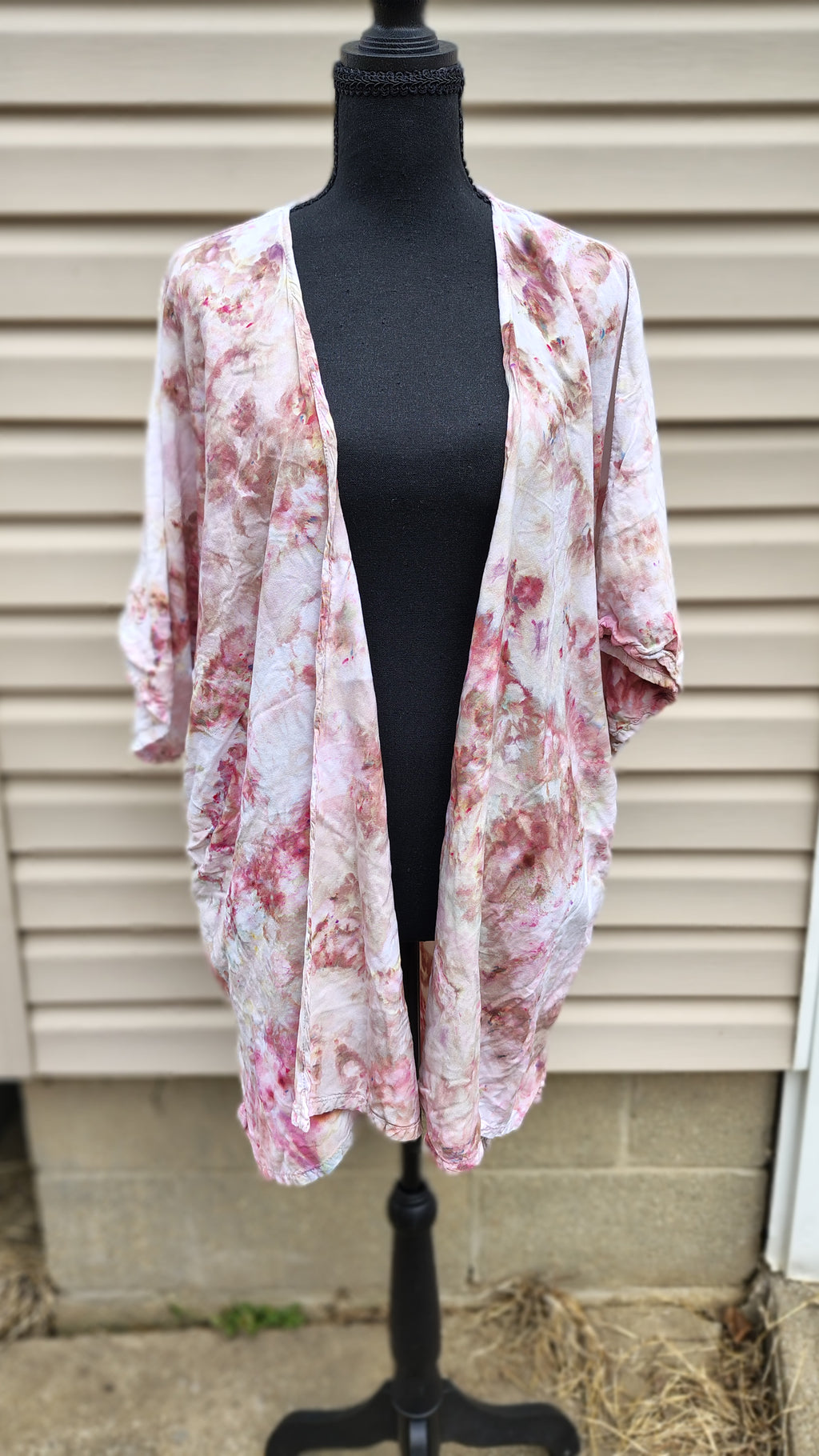 Soft Clay Kimono – S/M – Handmade Ice-Dye Lightweight Layer