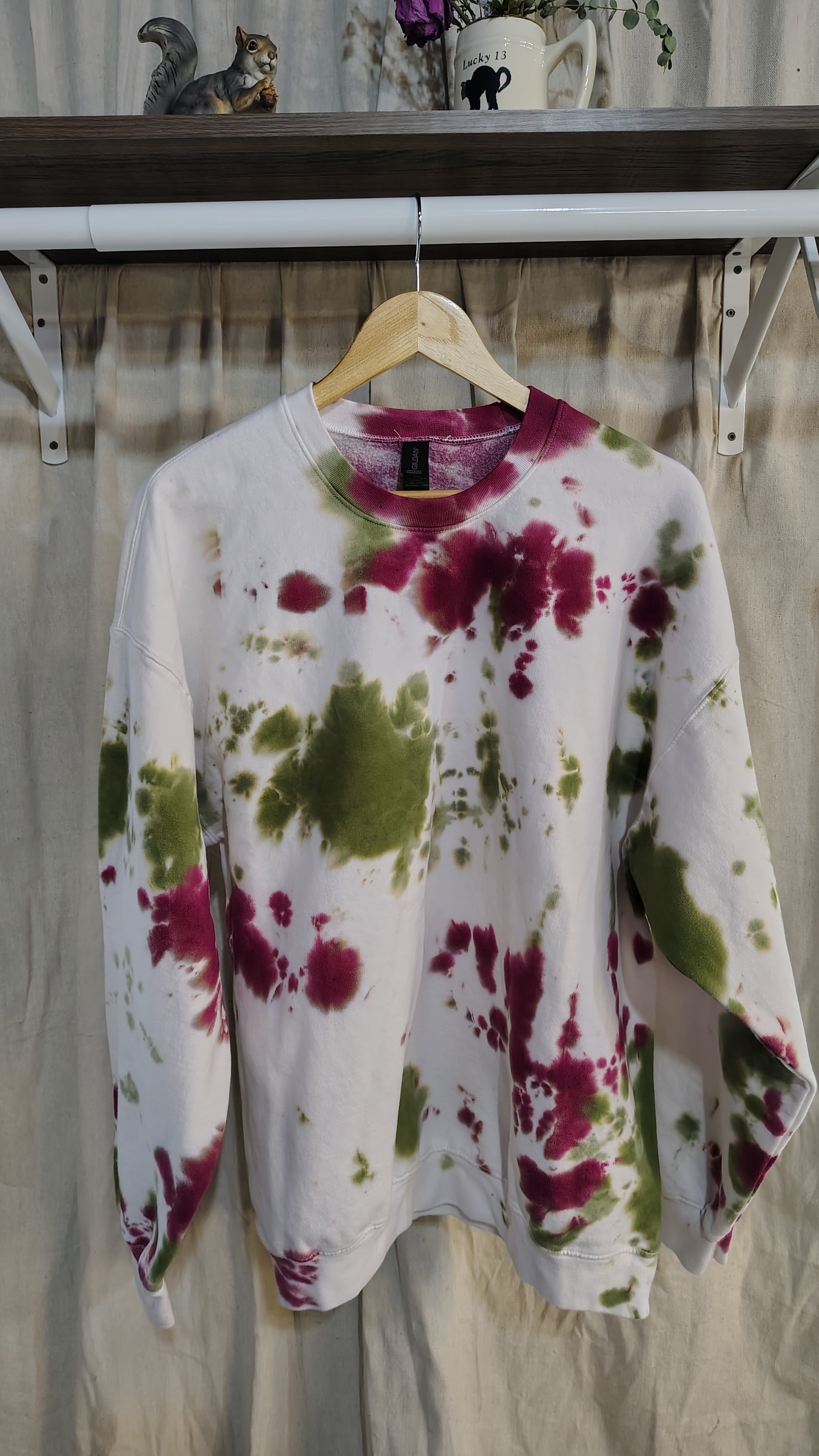 Woodland Berry Tie Dye Sweatshirt -Adult XL - Cottagecore Crewneck