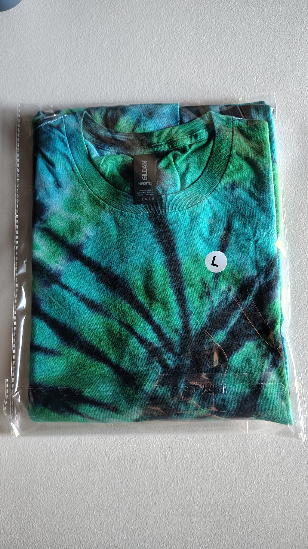 Green & Black Tie Dye Shirt – Adult Large – Handmade Spiral Tee