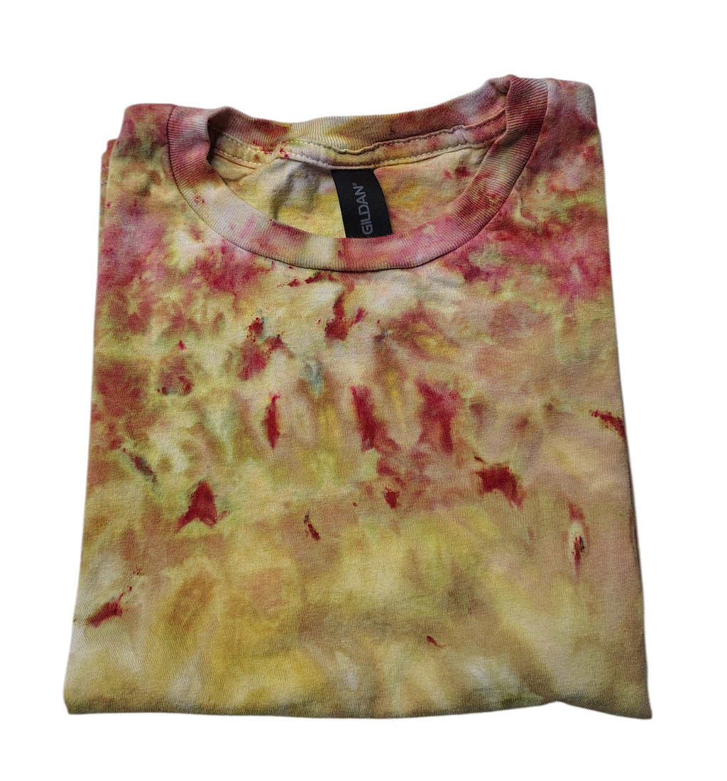 Golden Ember Ice Dyed Shirt - Youth M  - Handmade Tie-Dye