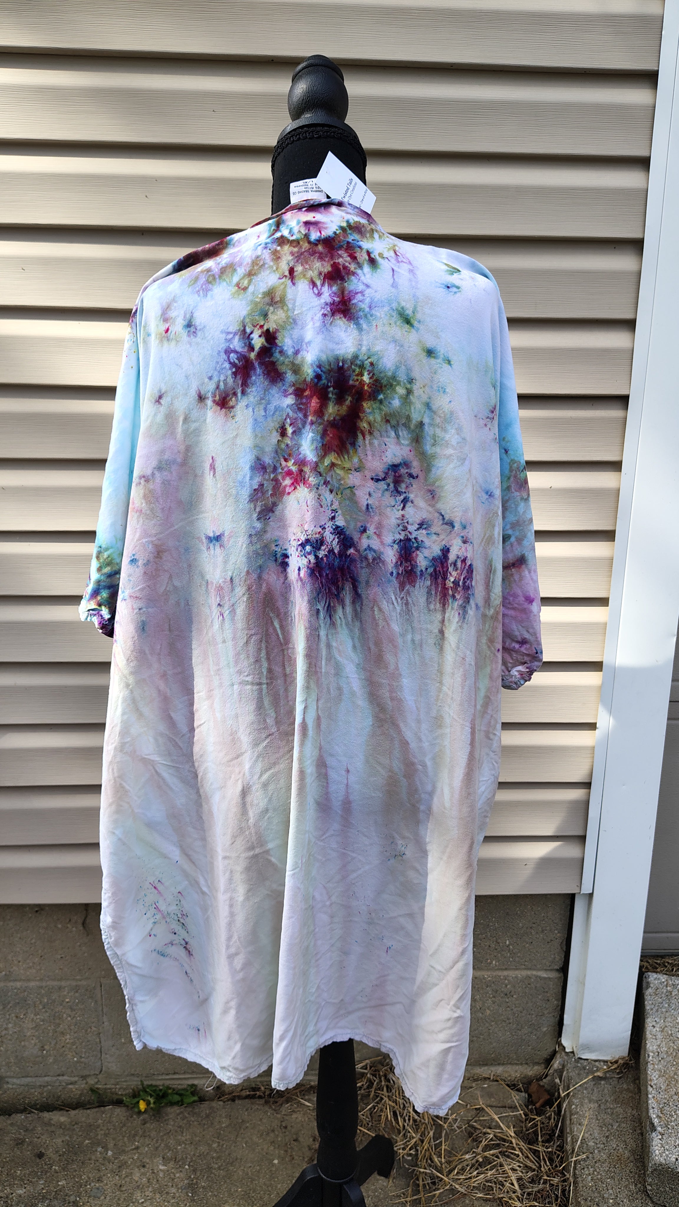 Aurora Waterfall Kimono – L/XL – Handmade Ice-Dye Lightweight Layer