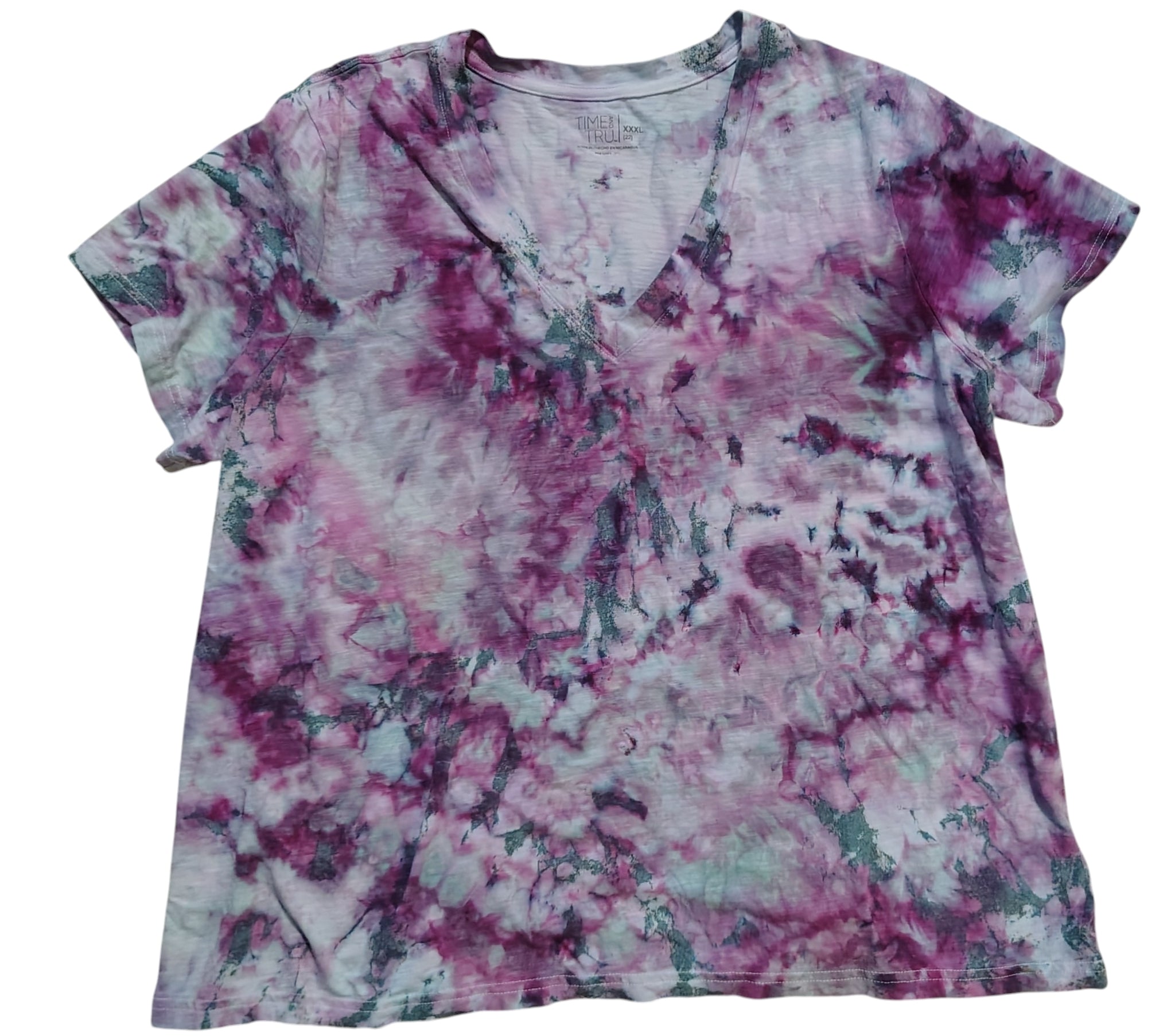 Berry Haze - Ladies 3X V-Neck - Handmade Tie-Dye