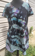 Aurora Eclipse Geode Dress – Adult L – Handmade Ice Dye V-Neck