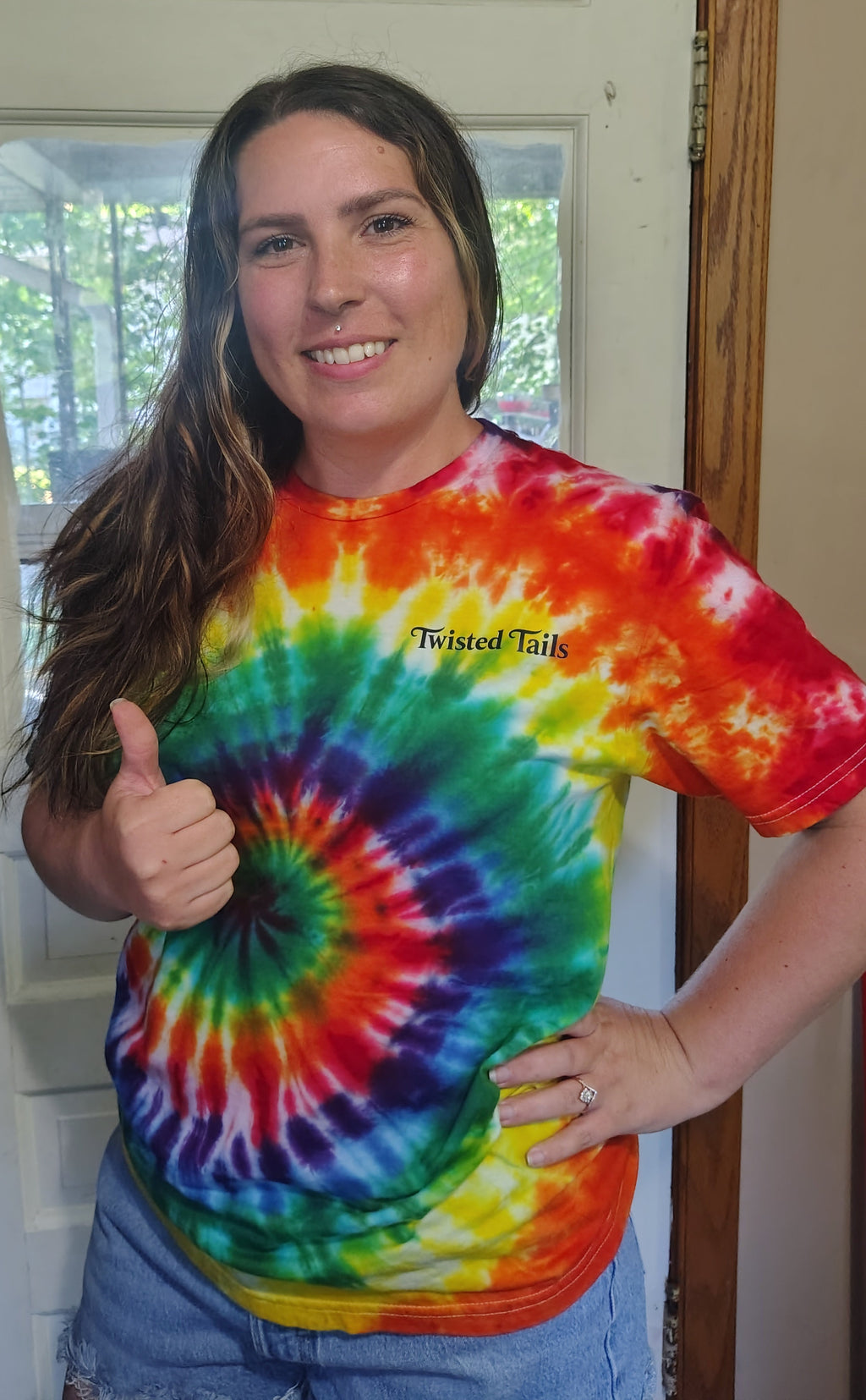 Twisted Tails Signature Rainbow Spiral Tee