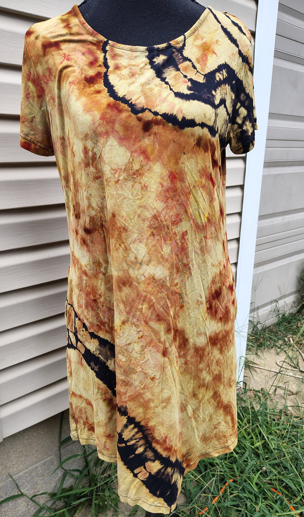 Golden Ember Geode Dress - Adult L - Handmade Ice-Dye