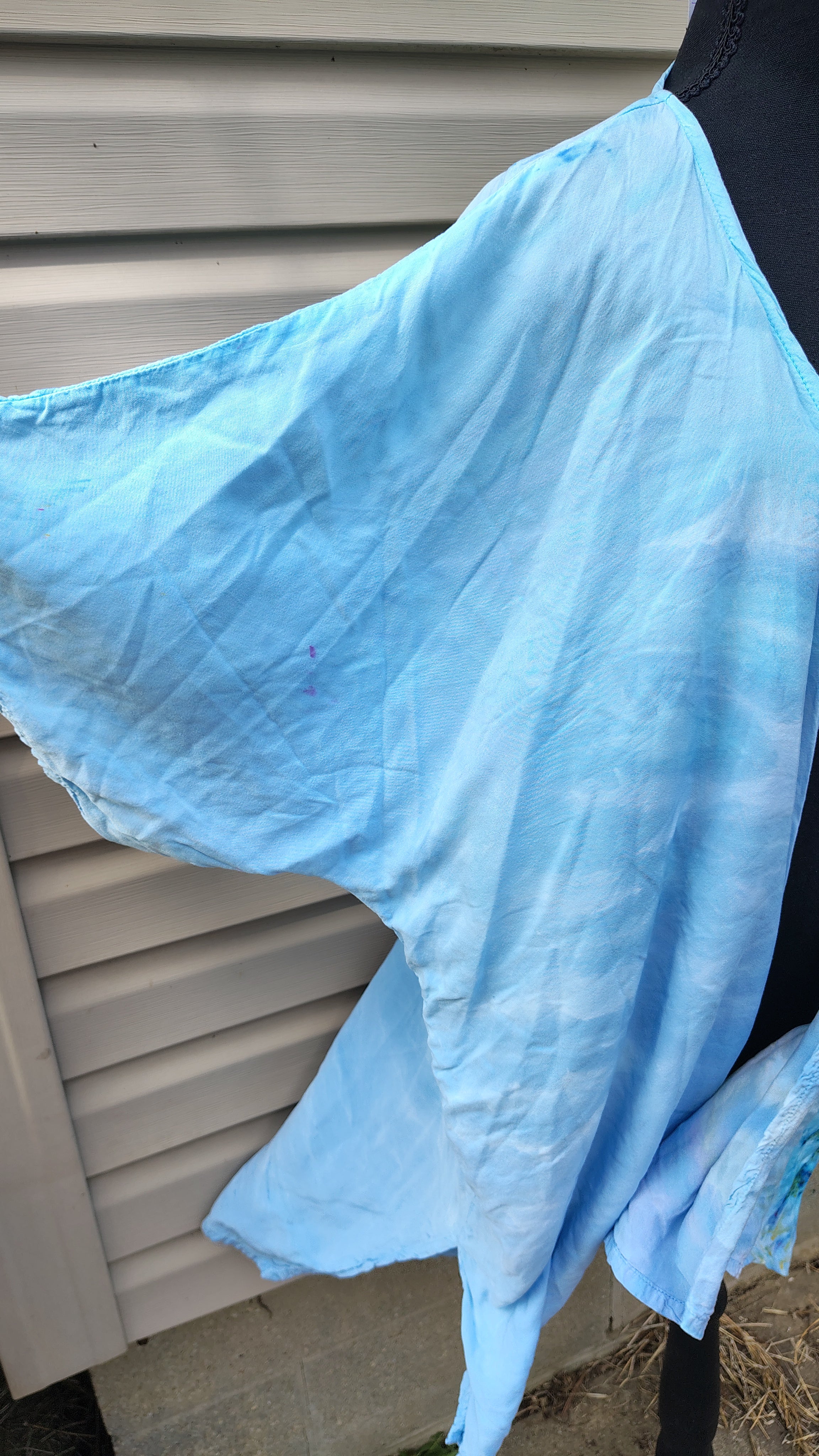 Ocean Mist Kimono – L/XL – Handmade Ice-Dye Lightweight Layer