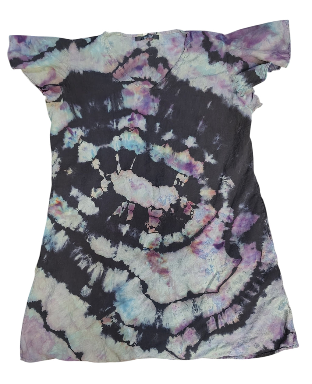Aurora Eclipse Geode Dress – Adult L – Handmade Ice Dye V-Neck