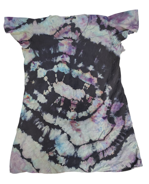 Aurora Eclipse Geode Dress – Adult L – Handmade Ice Dye V-Neck