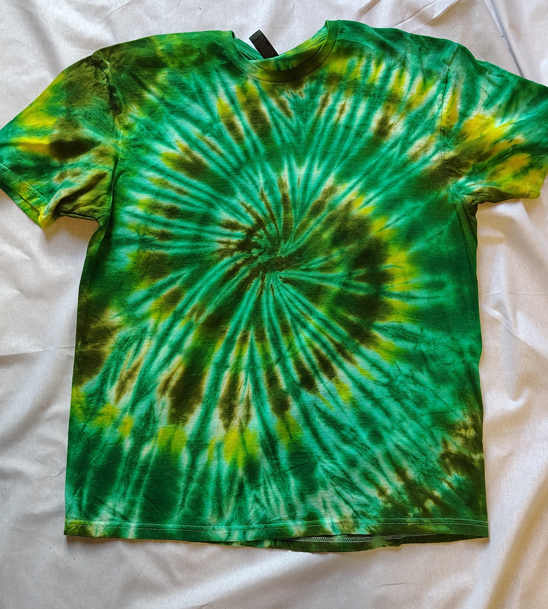 Green Spiral Tie-Dye T-Shirt – XL – Handmade One-of-a-Kind