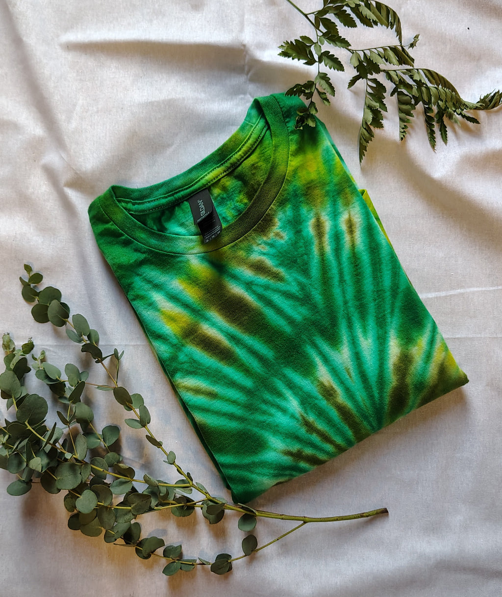 Green Spiral Tie-Dye T-Shirt – XL – Handmade One-of-a-Kind