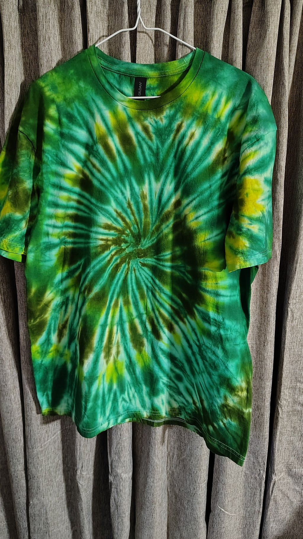 Green Spiral Tie-Dye T-Shirt – XL – Handmade One-of-a-Kind