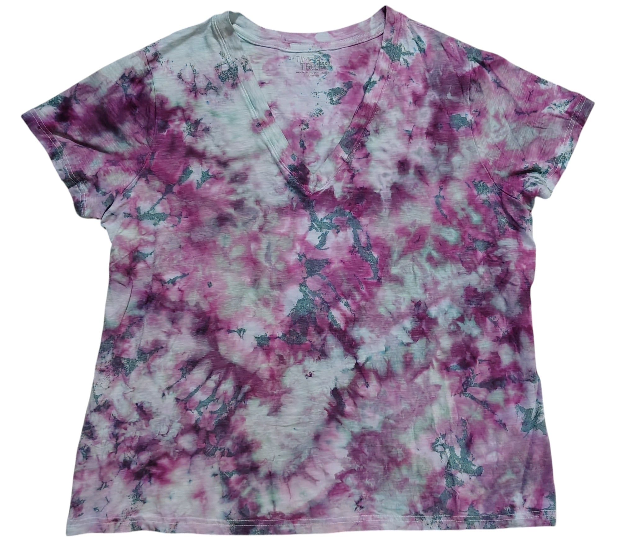 Amethyst Bloom - Ladies 2X V-Neck - Handmade Tie-Dye