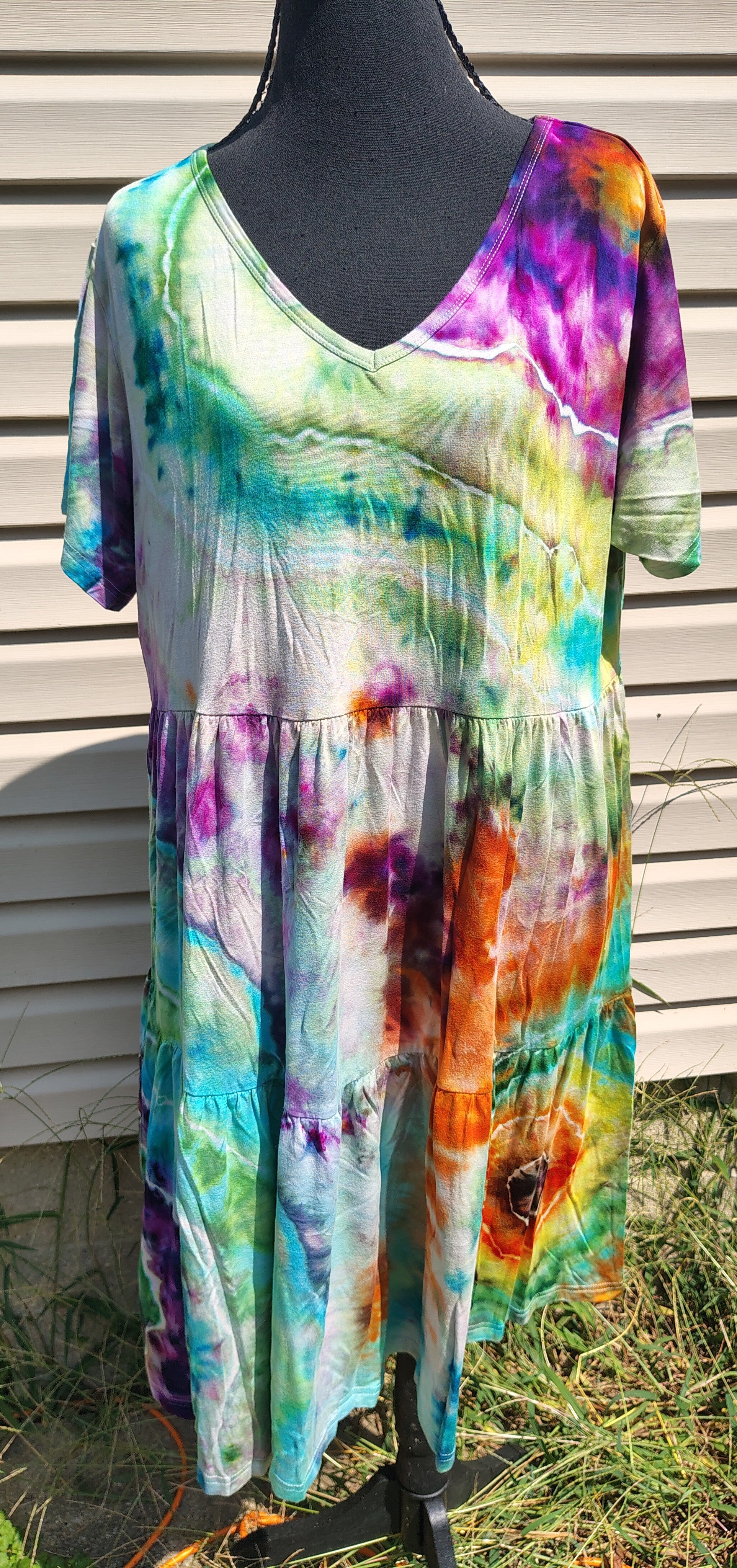 Prismatic Wildflower Geode Dress - Adult 2X - Handmade Ice-Dye