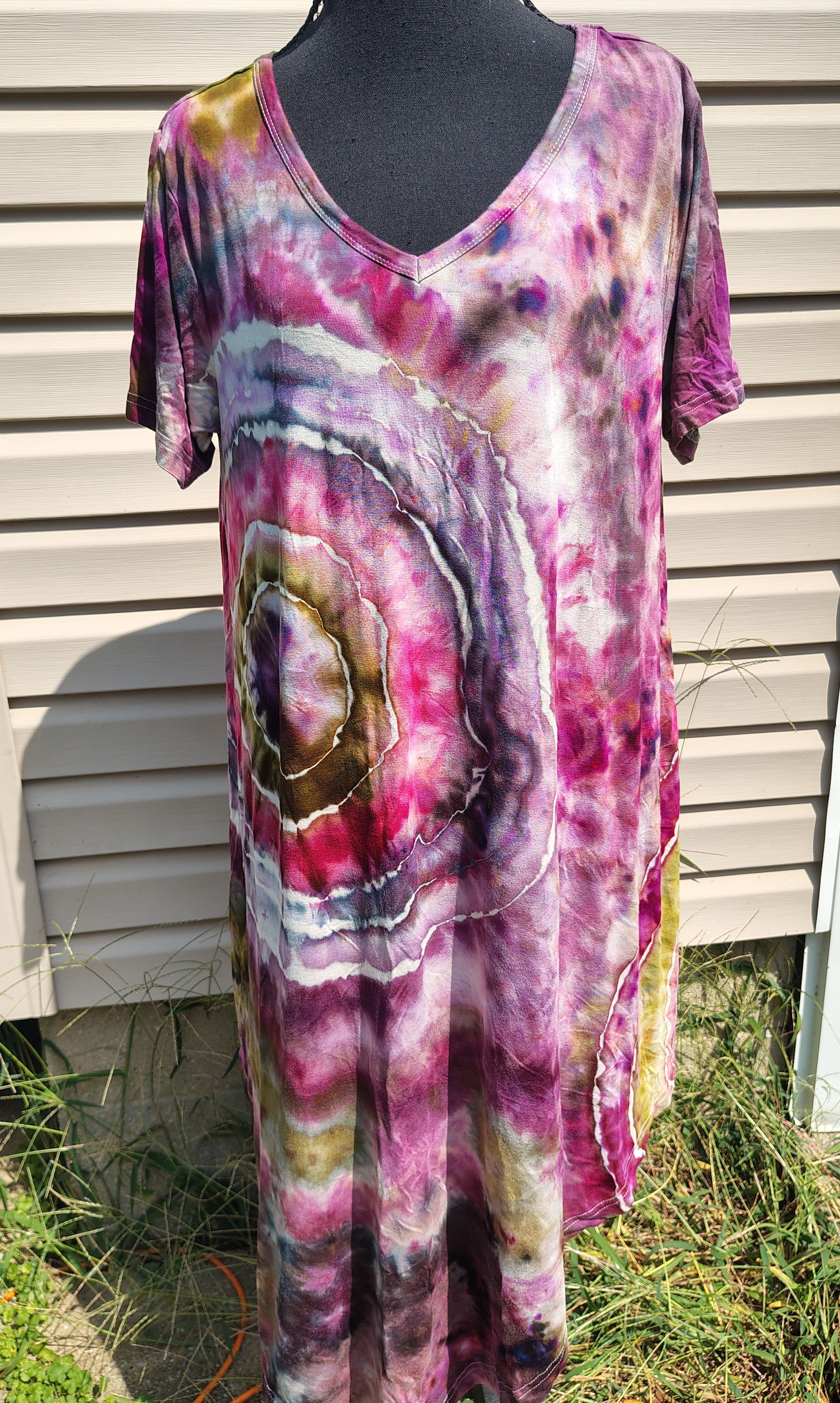 Mulberry Stone Geode Dress - Adult XL - Handmade Ice-Dye