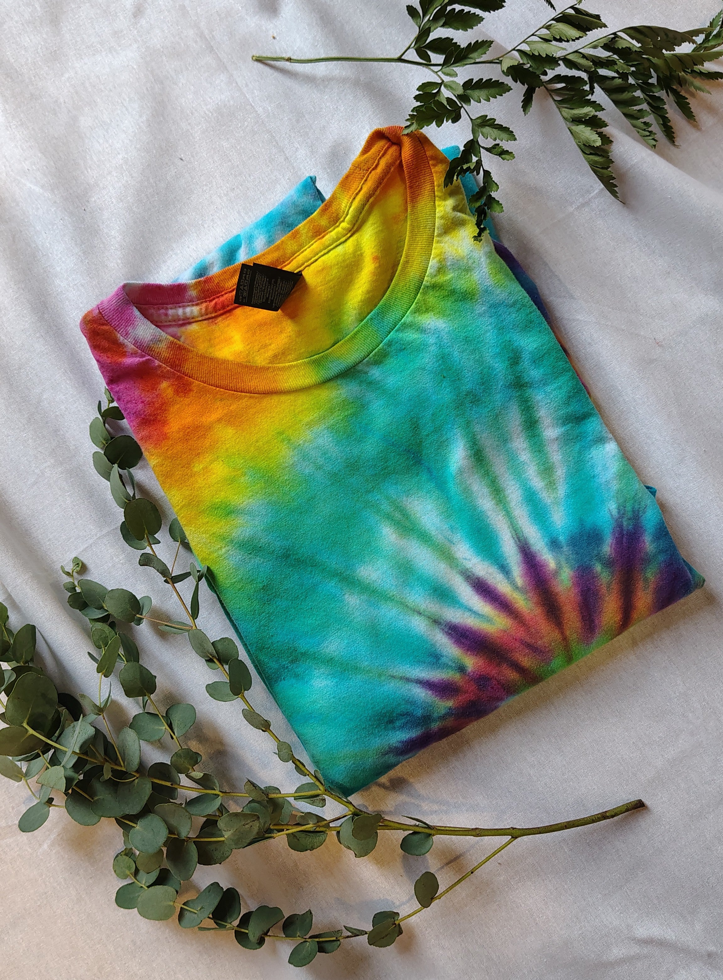 Rainbow Spiral Tie Dye Shirt – Adult 2XL – Handmade Colorful Swirl Tee