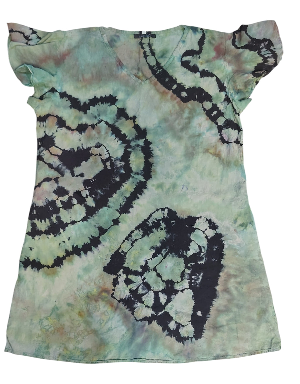 Midnight Moss Geode Dress – Adult XL – Handmade Ice Dye V-Neck