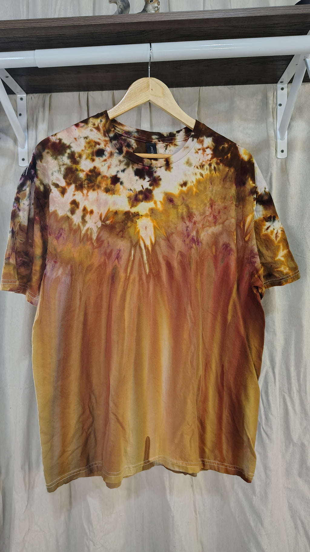 Golden Cascade Ice Dyed Shirt - Adult XL - Handmade Tie-Dye